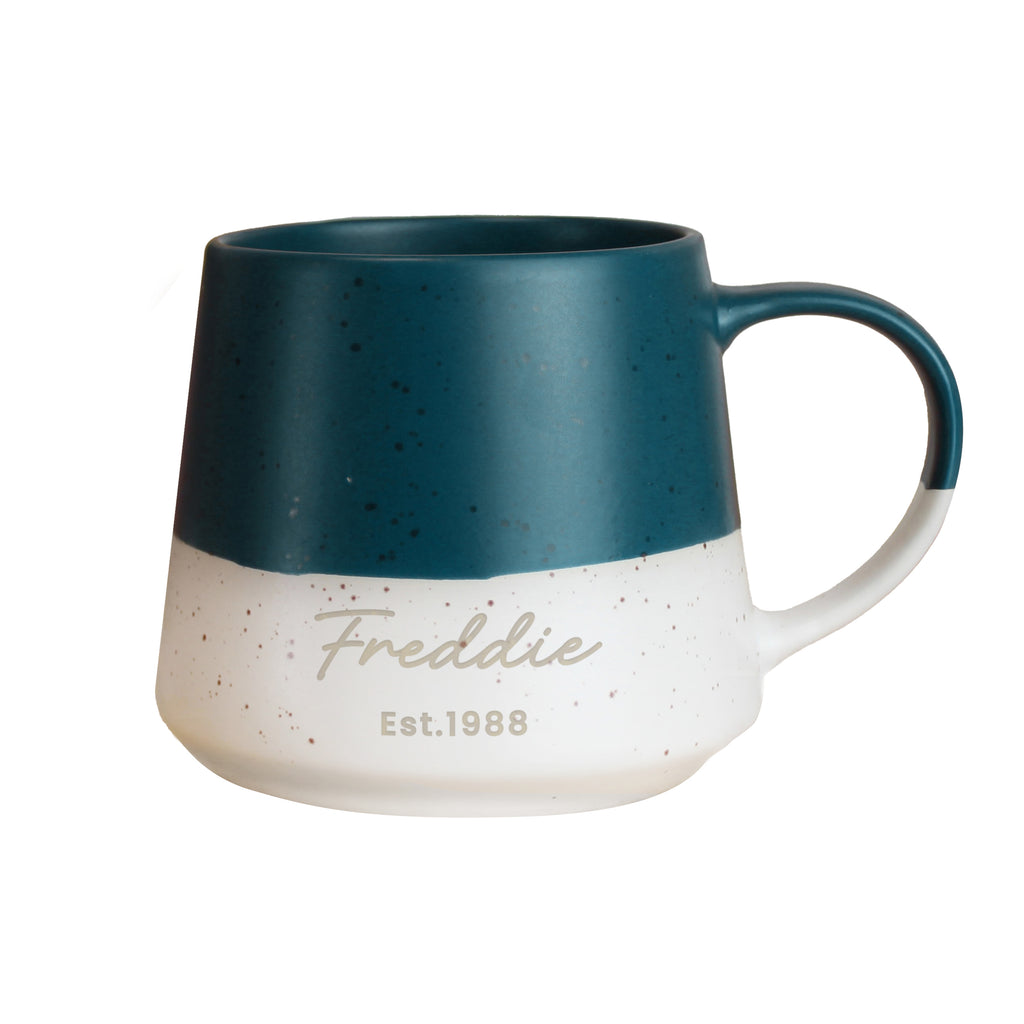 Personalised Message Blue Speckled Ceramic Mug
