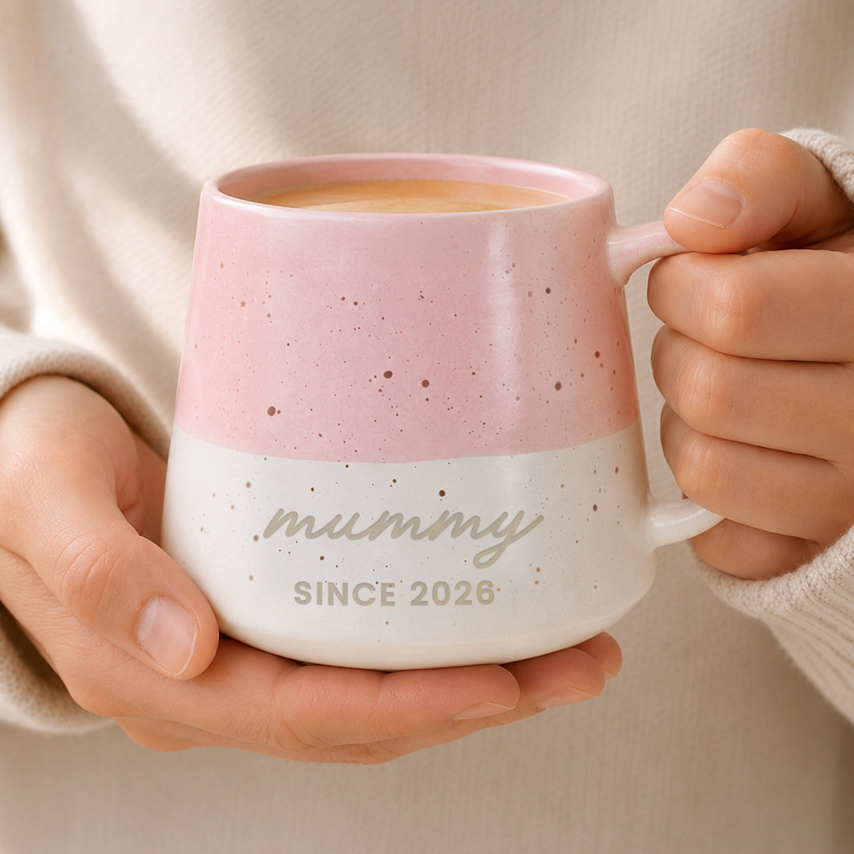 Personalised Message Pink Speckled Ceramic Mug