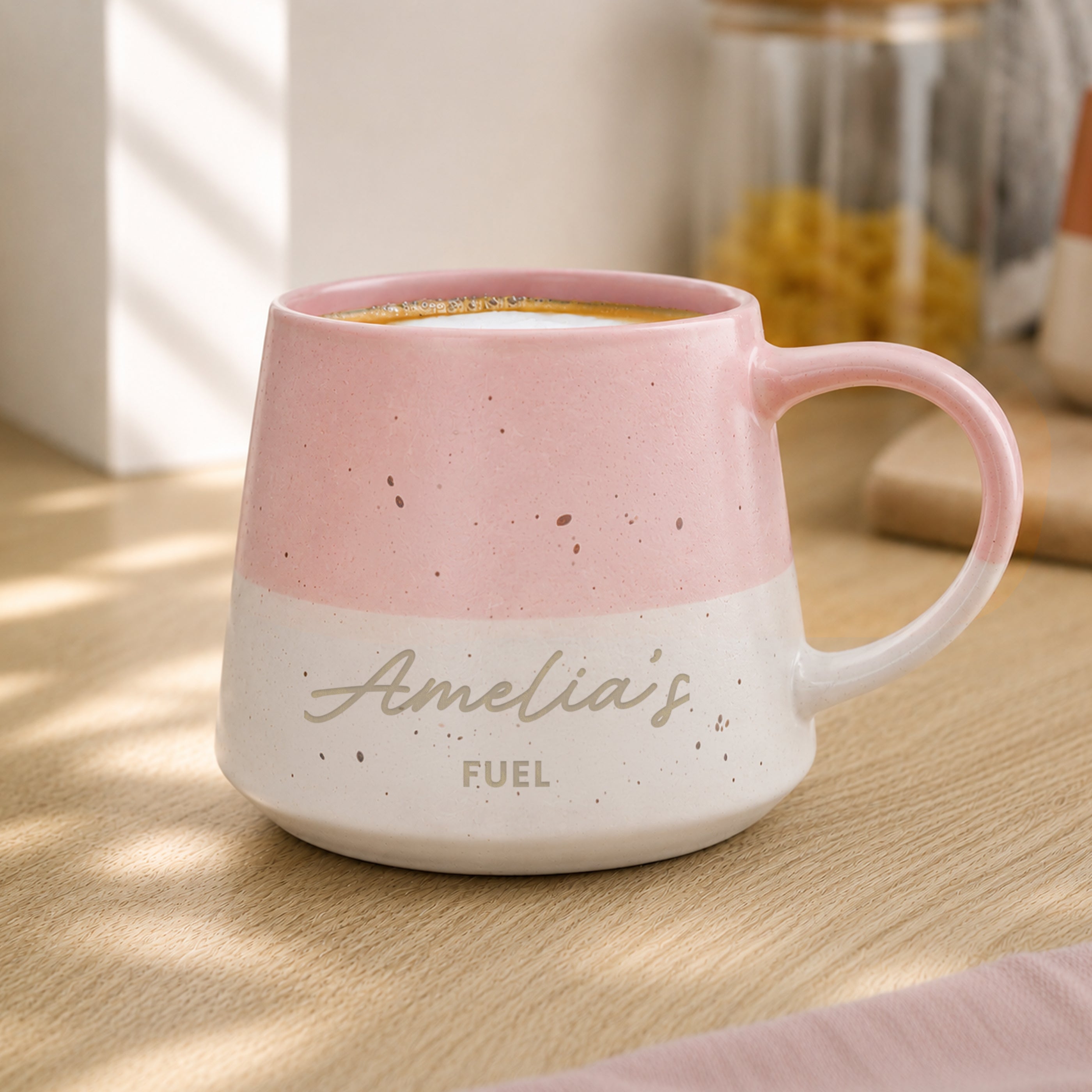 Personalised Message Pink Speckled Ceramic Mug