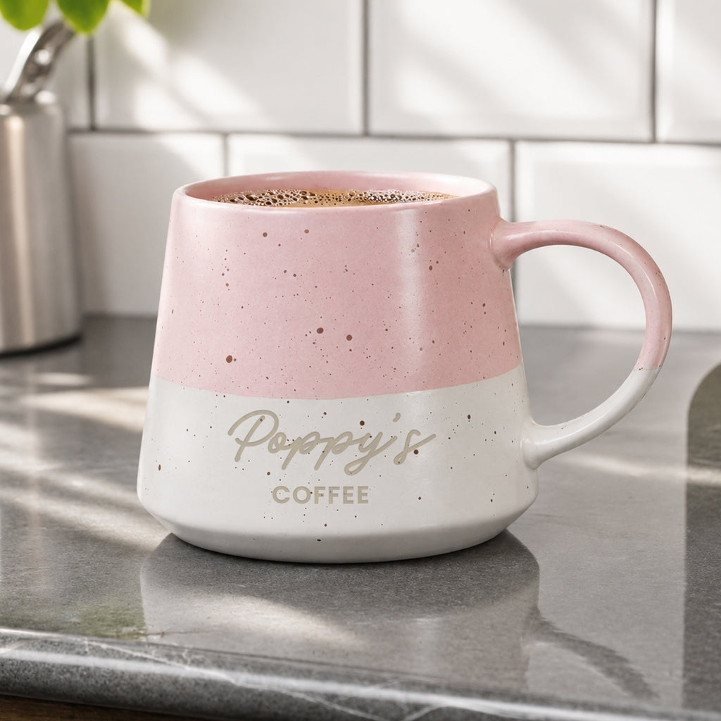Personalised Message Pink Speckled Ceramic Mug