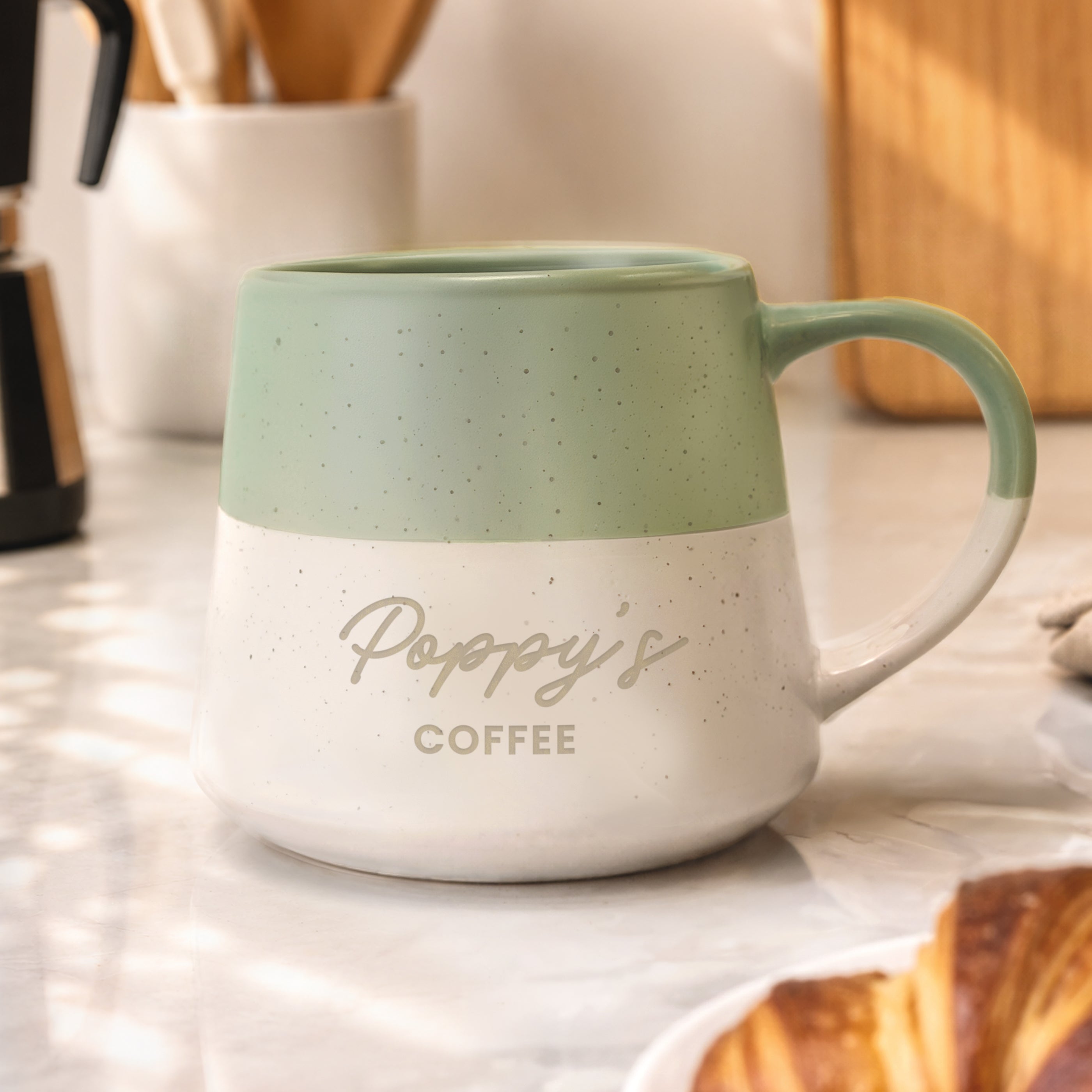 Personalised Message Green Speckled Ceramic Mug