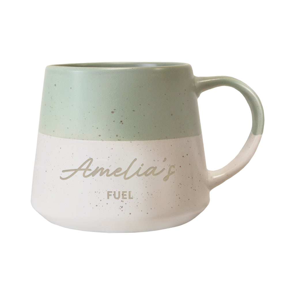 Personalised Message Green Speckled Ceramic Mug