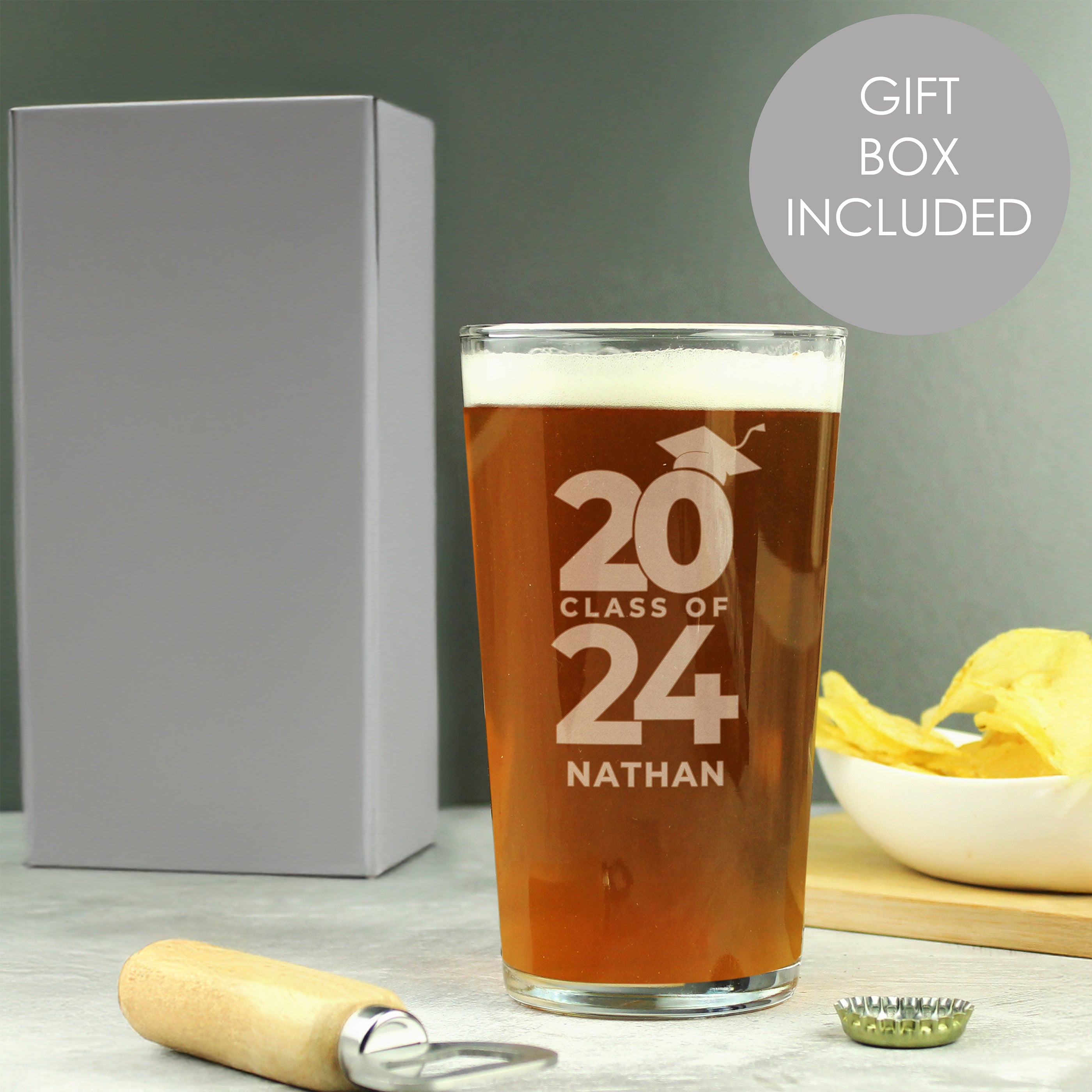 Personalised Class of Graduation Pint Glass