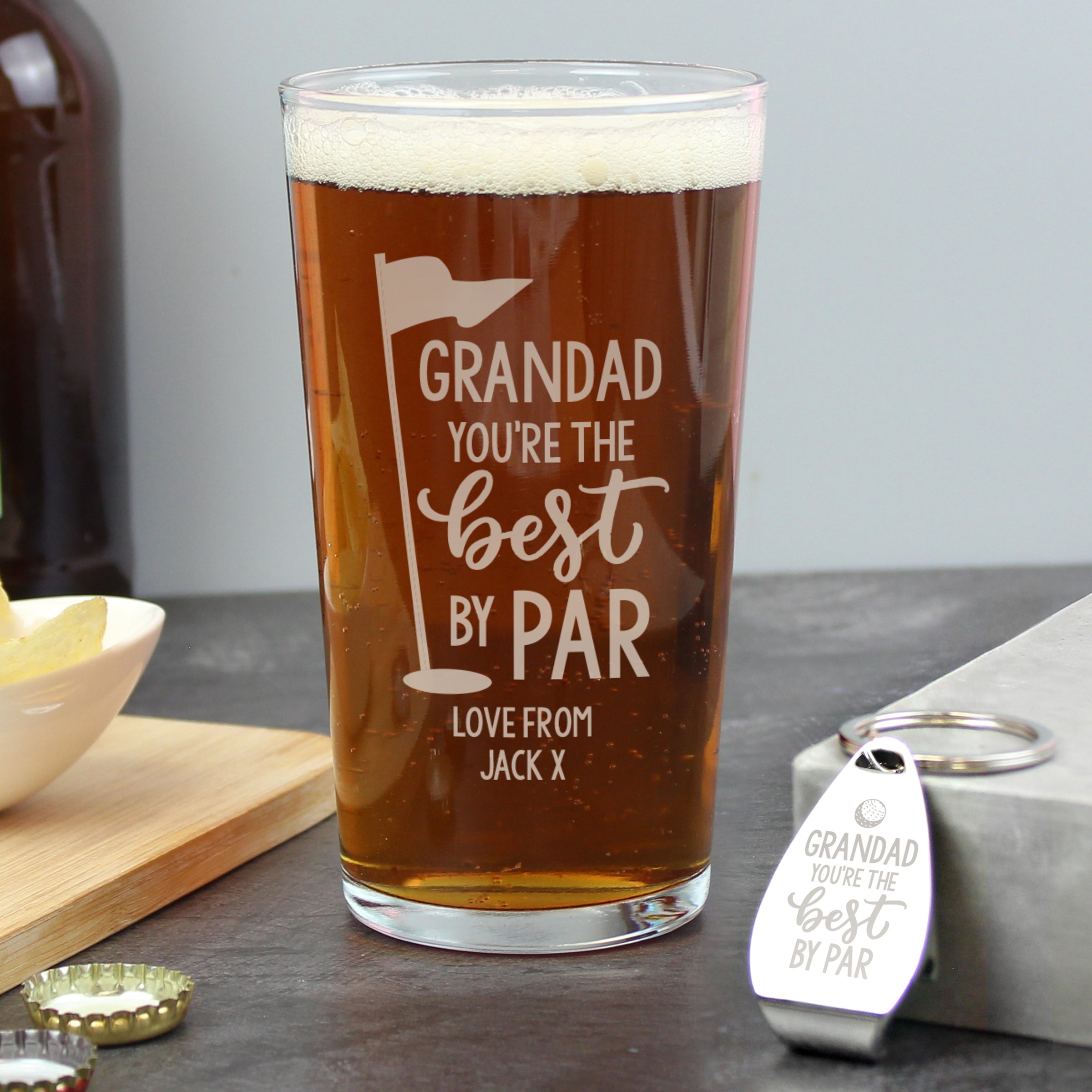 Personalised By Par Pint Glass & Bottle Opener