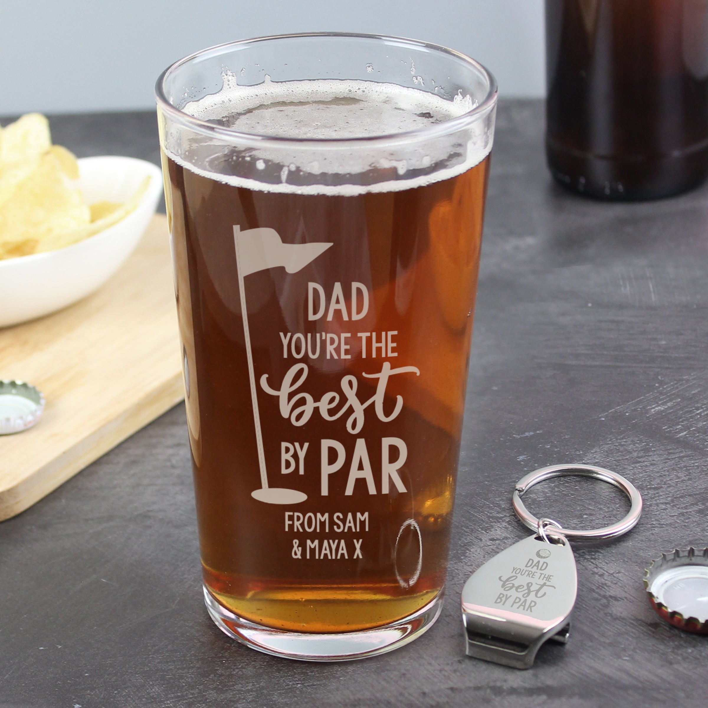 Personalised By Par Pint Glass & Bottle Opener