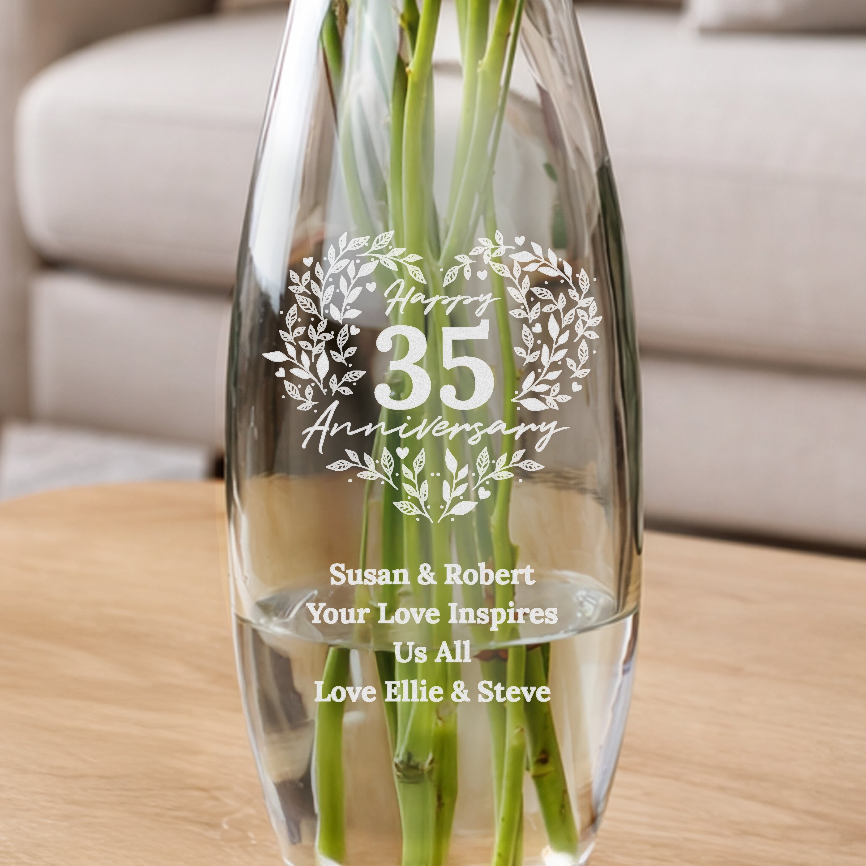 Personalised Anniversary Wreath Bullet Vase