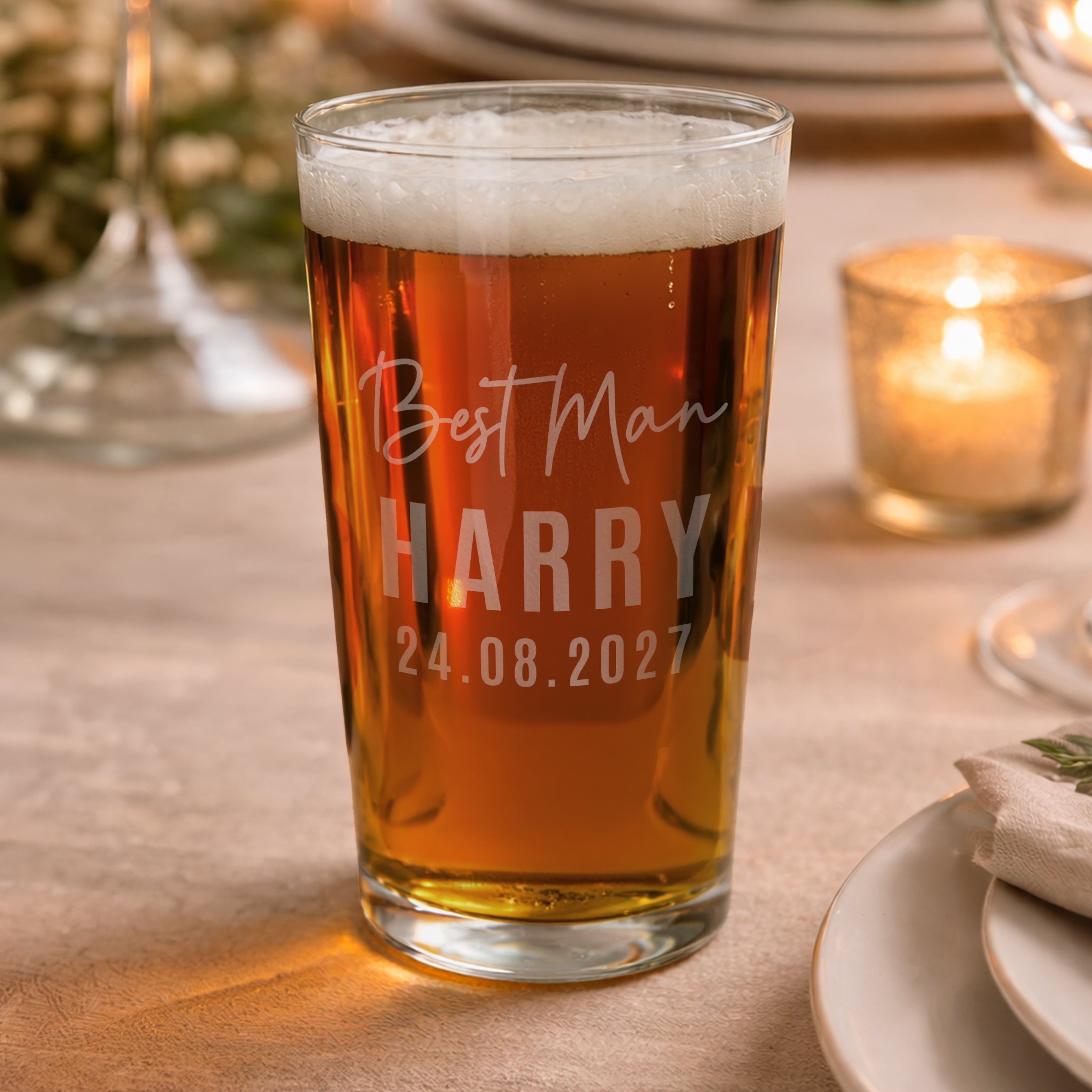 Personalised Best Man Elegant Pint Glass