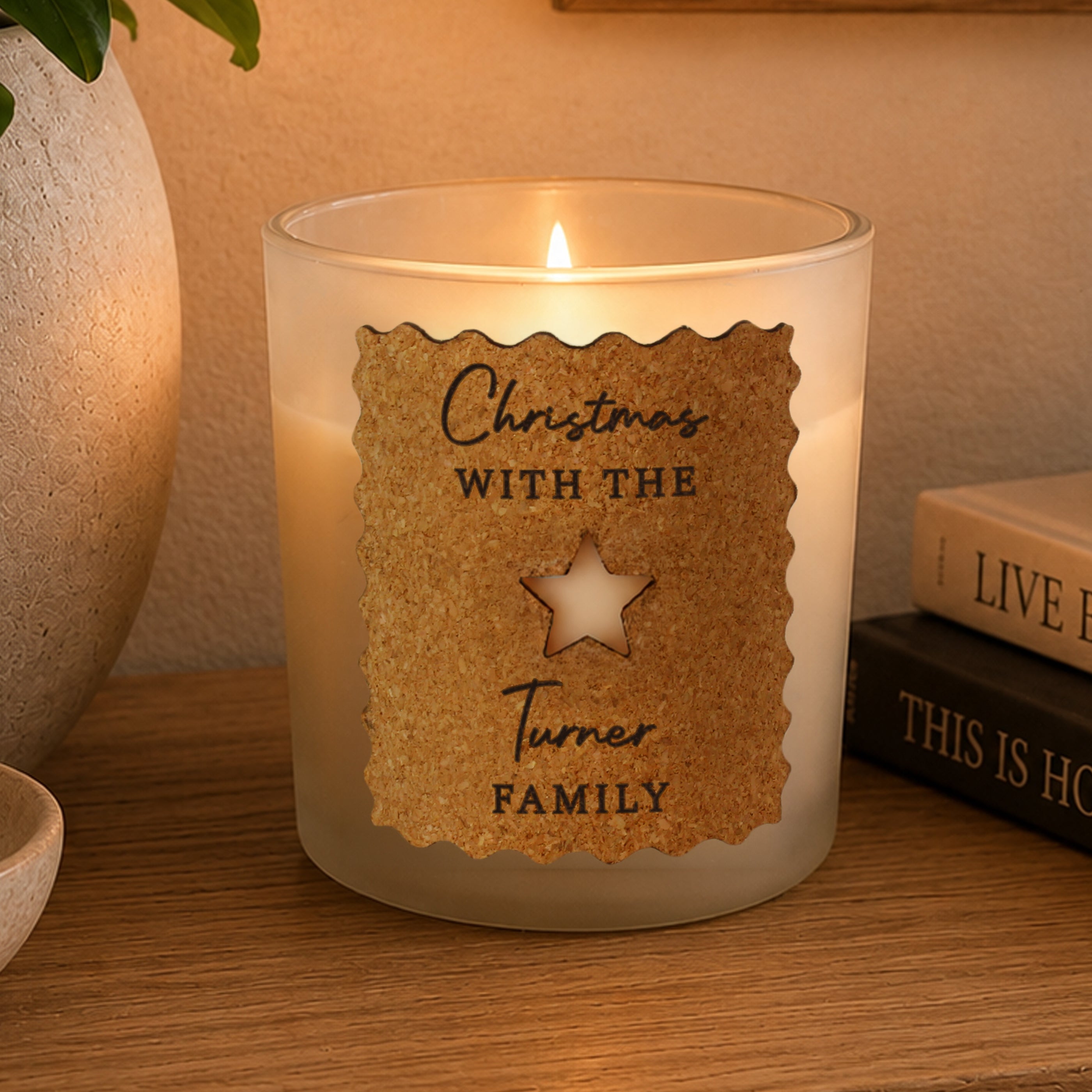 Personalised Star Cut Out Cork Label Candle Jar