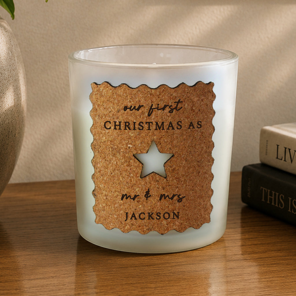 Personalised Star Cut Out Cork Label Candle Jar