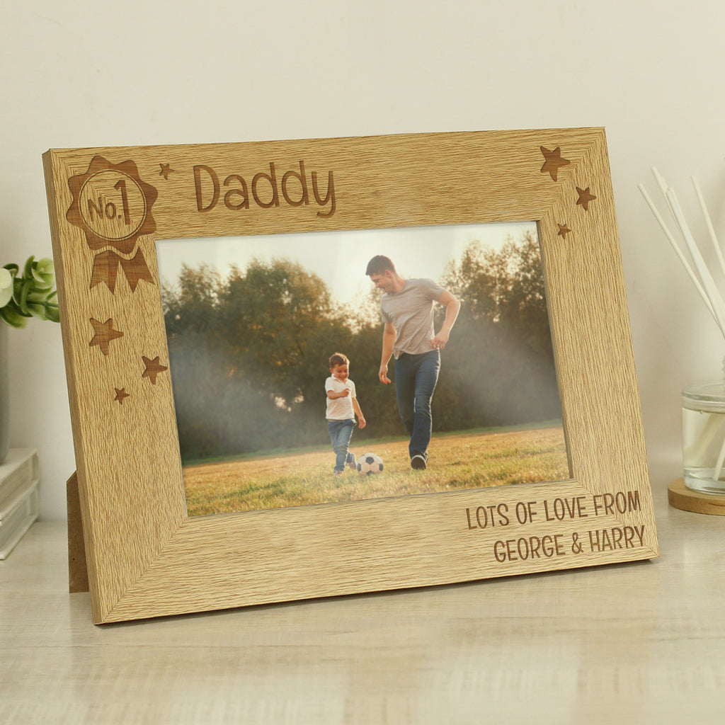Personalised No.1 6x4 Landscape Wooden Photo Frame