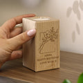 Personalised Floral Bouquet Wooden Tealight Holder