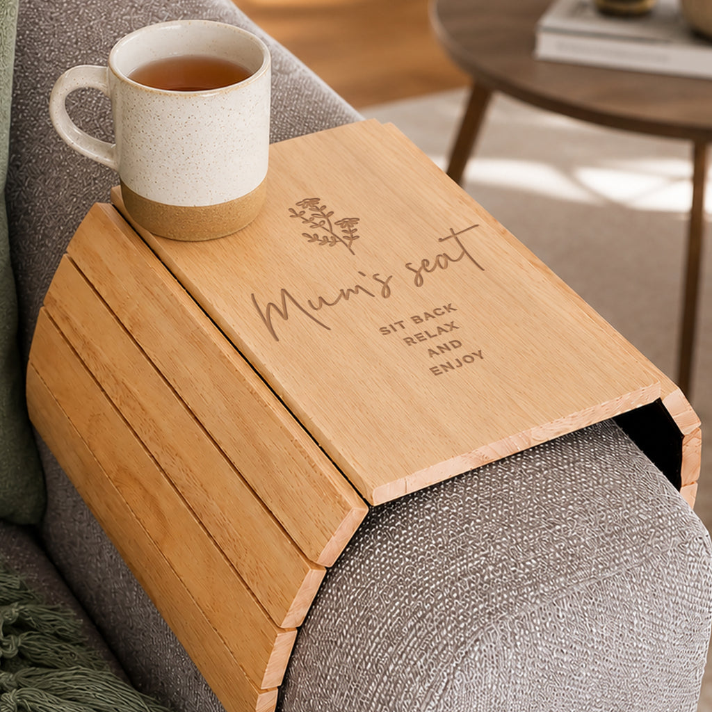 Personalised Floral Wooden Sofa Tray