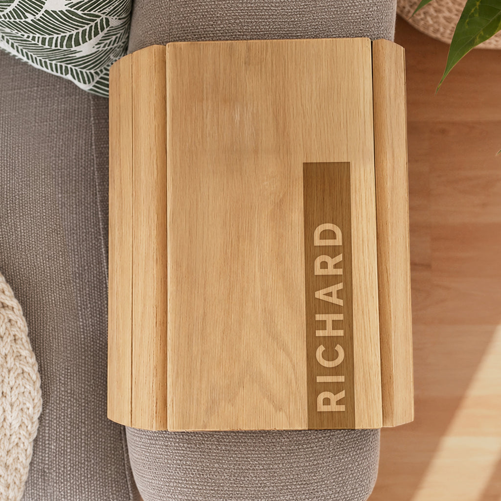 Personalised Name Strip Wooden Sofa Tray