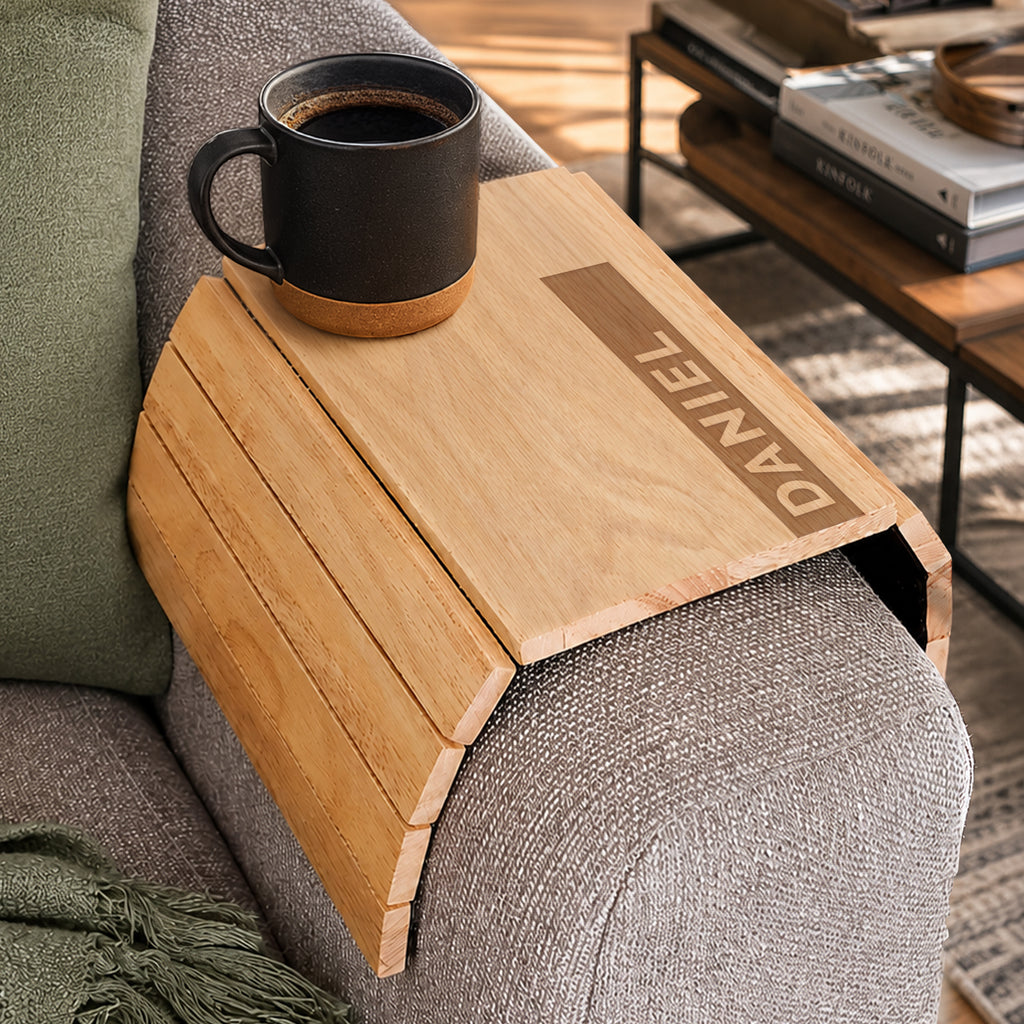 Personalised Name Strip Wooden Sofa Tray