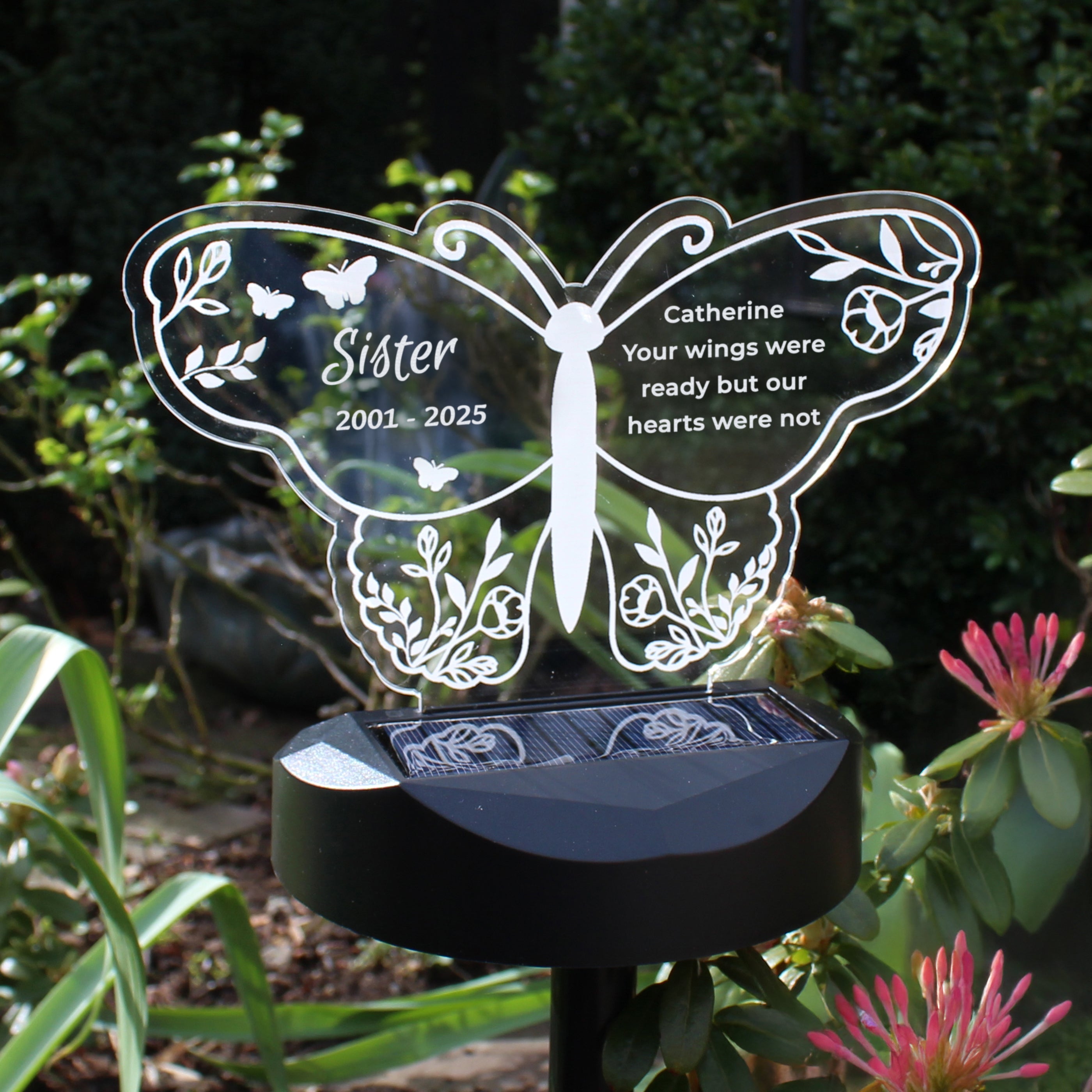 Personalised Butterfly Memorial Solar Light