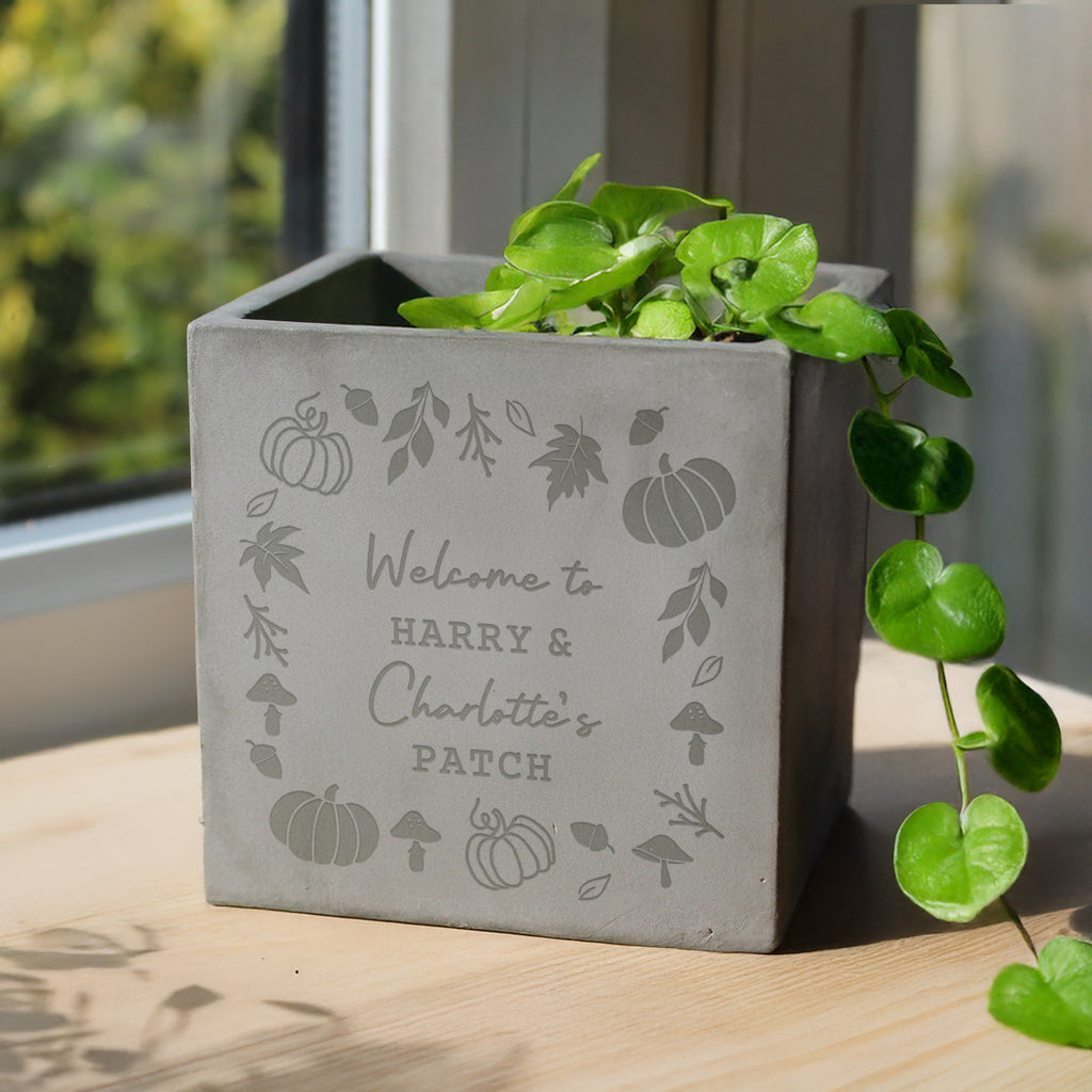 Personalised Pumpkin Concrete Plant Pot
