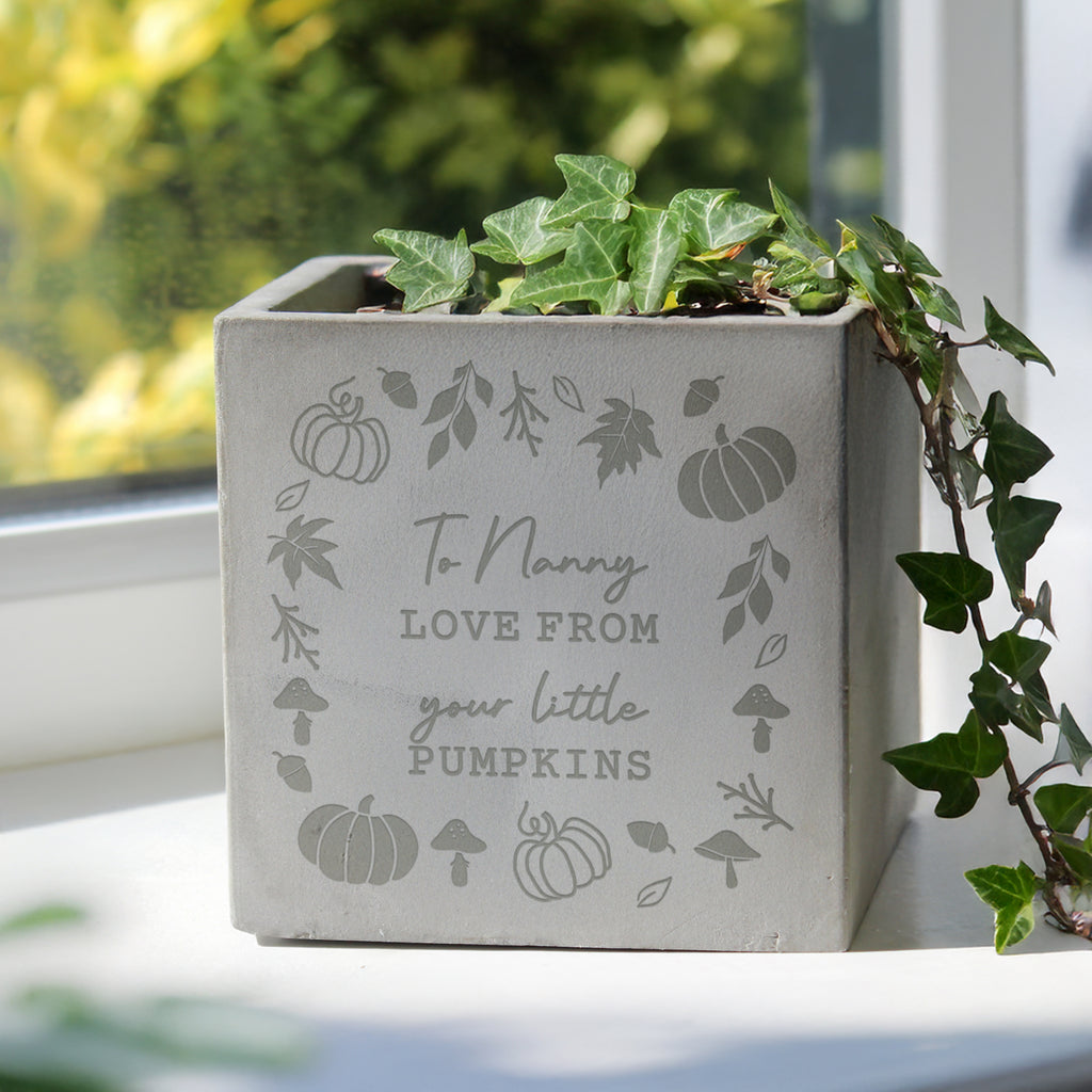 Personalised Pumpkin Concrete Plant Pot