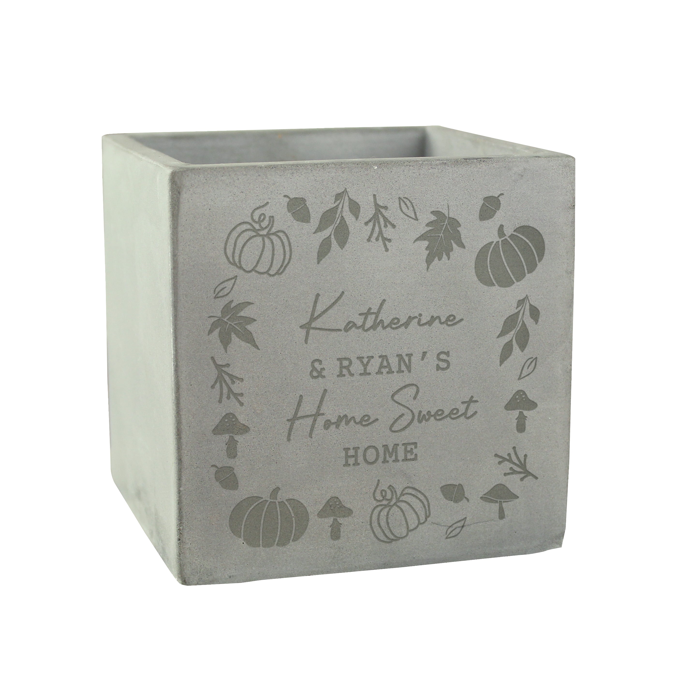 Personalised Pumpkin Concrete Plant Pot