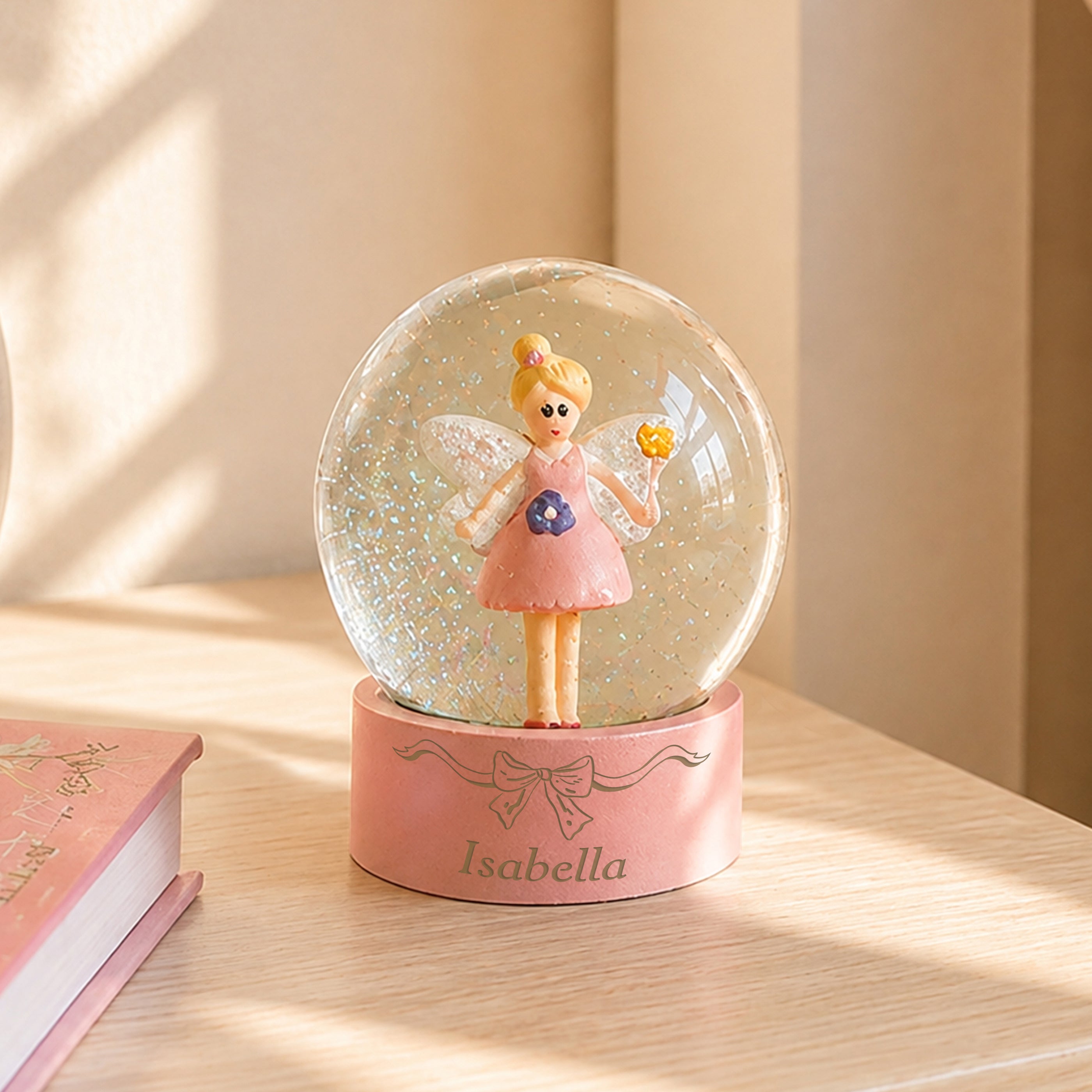 Personalised Bow Fairy Snow Globe