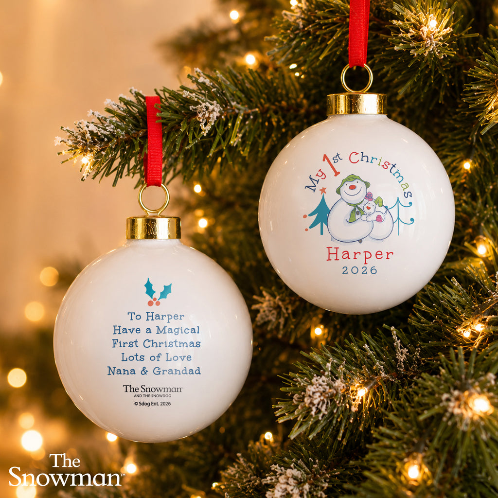 Personalised The Snowman My 1st Christmas Ceramic Bauble