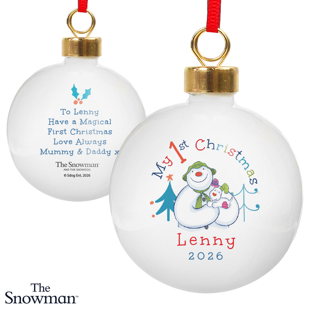 Personalised The Snowman My 1st Christmas Ceramic Bauble
