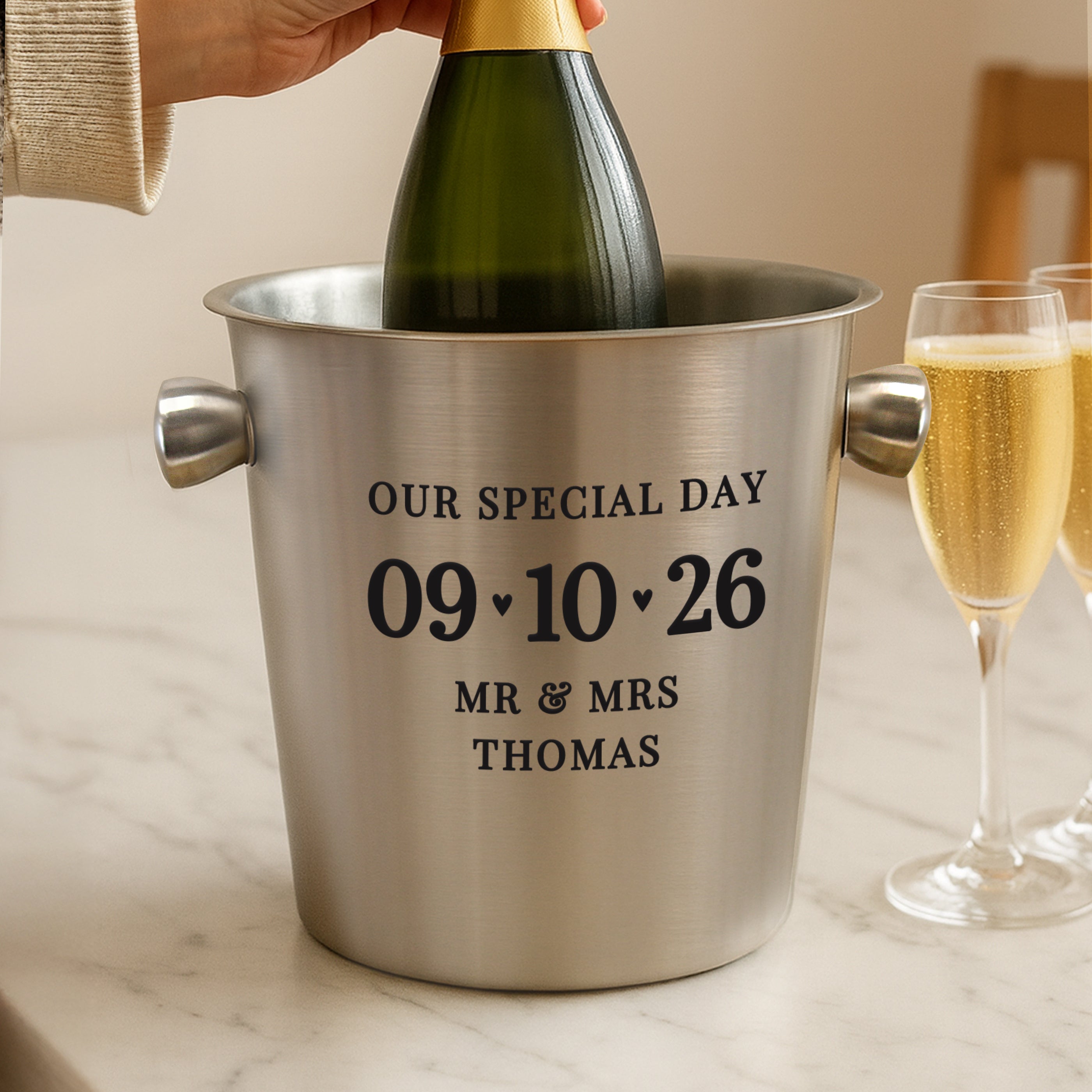 Personalised Big Date Stainless Steel Ice Bucket