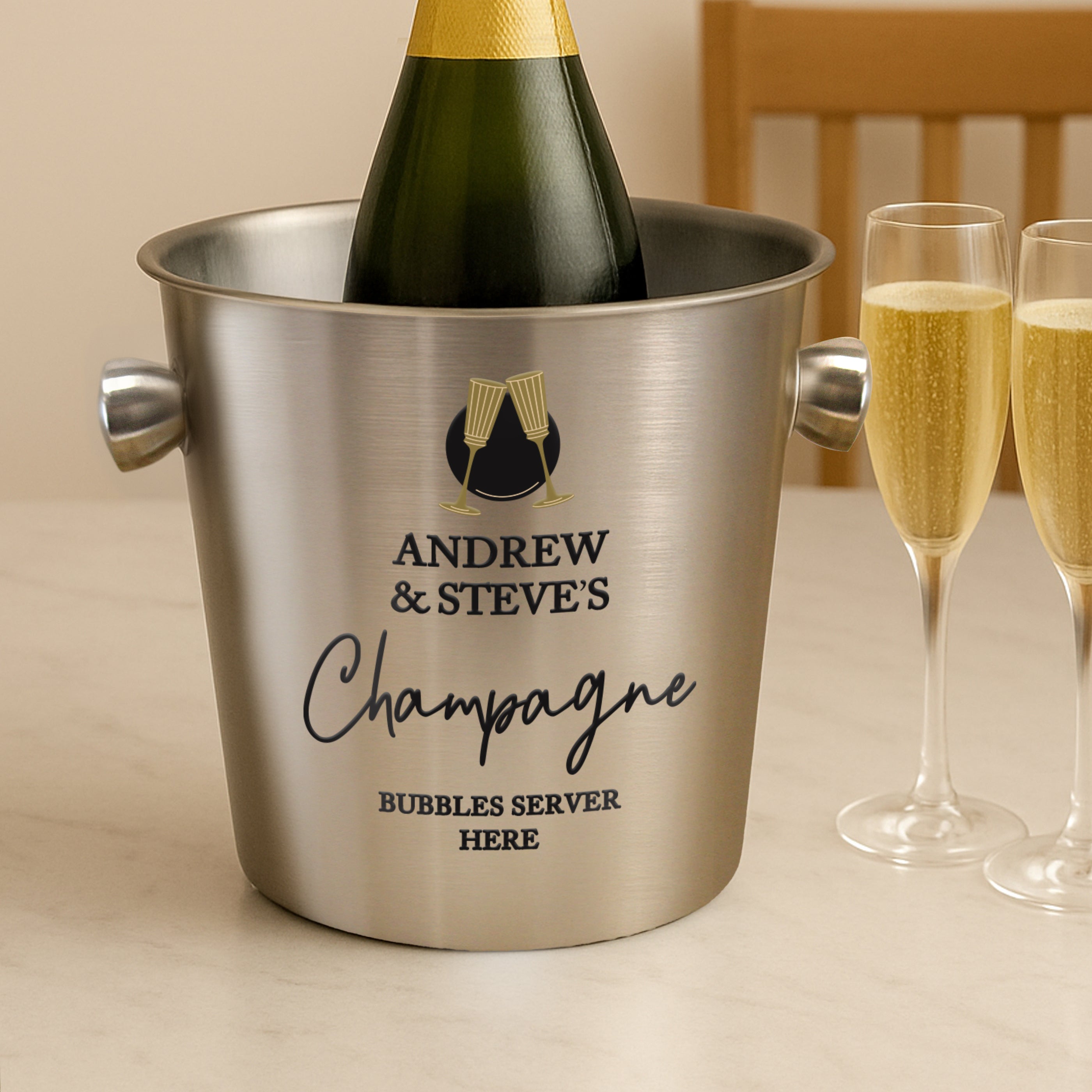 Personalised Flutes Stainless Steel Ice Bucket