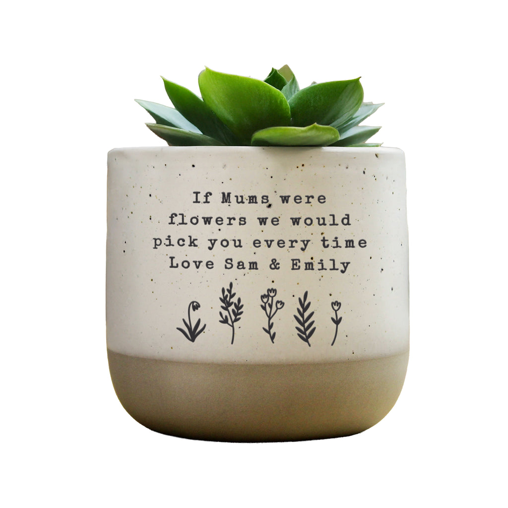 Personalised Floral Flecked Plant Pot