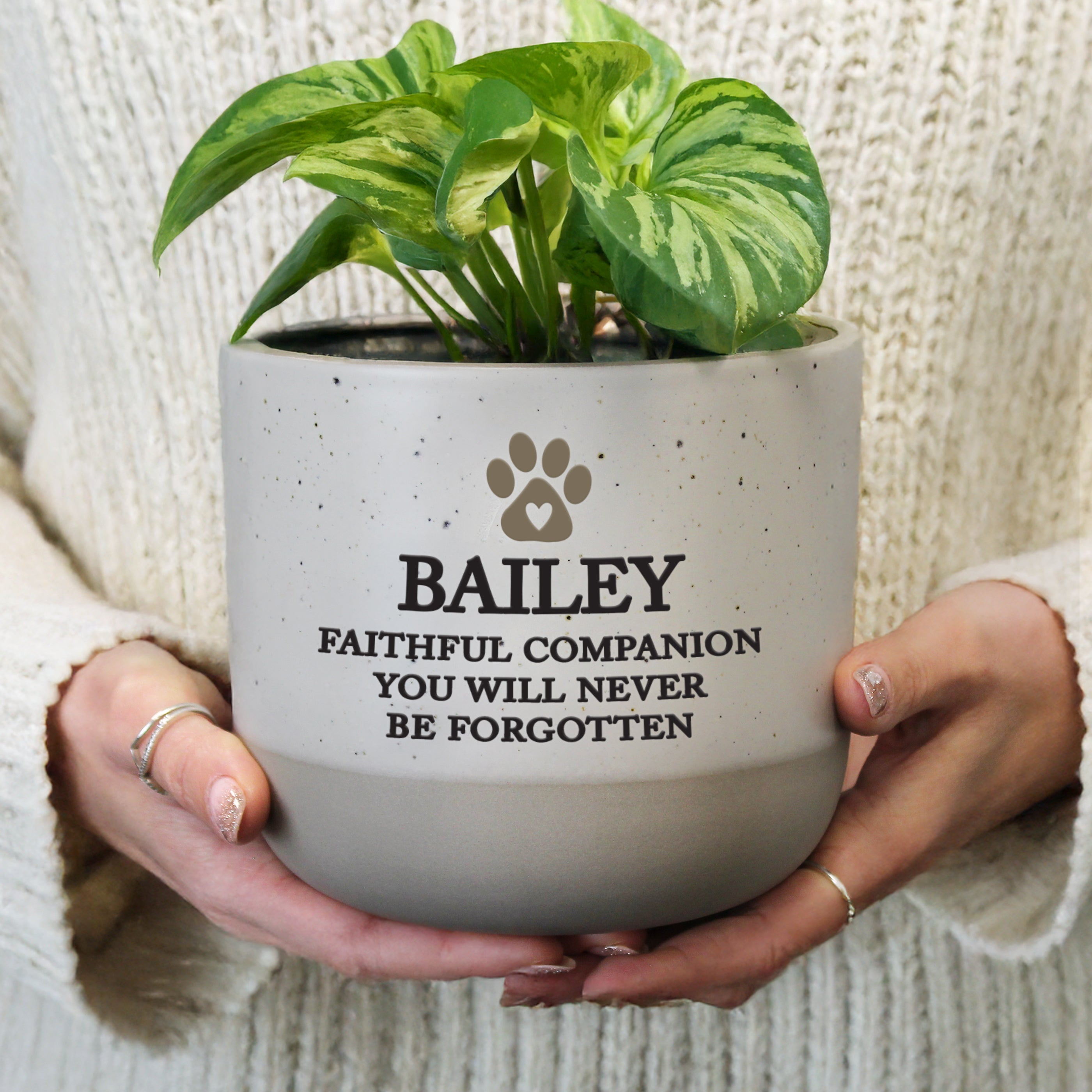 Personalised Pet Memorial Flecked Plant Pot