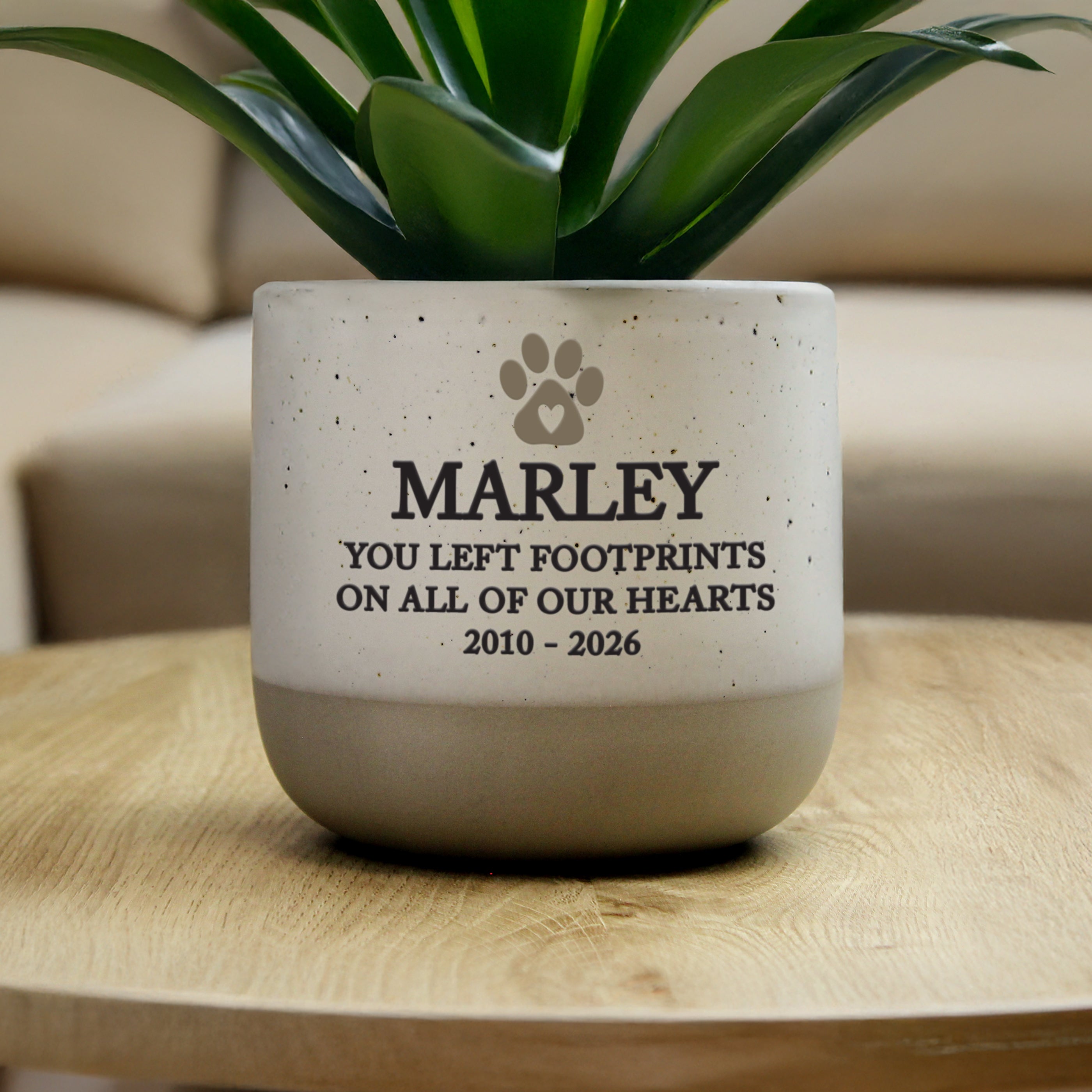 Personalised Pet Memorial Flecked Plant Pot