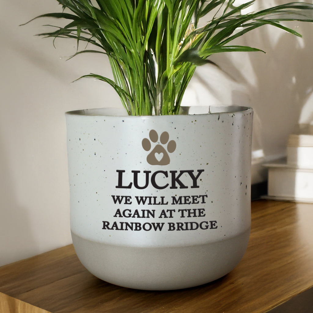 Personalised Pet Memorial Flecked Plant Pot