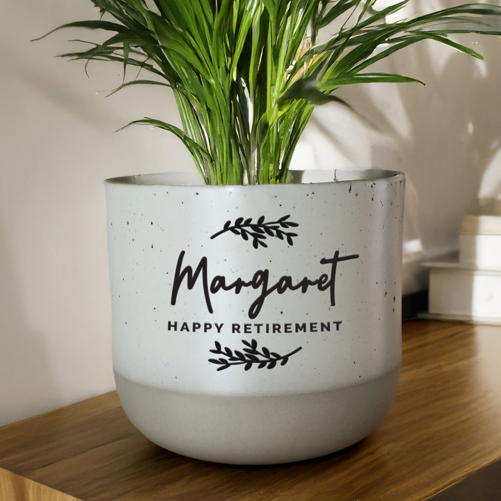 Personalised Botanical Flecked Plant Pot
