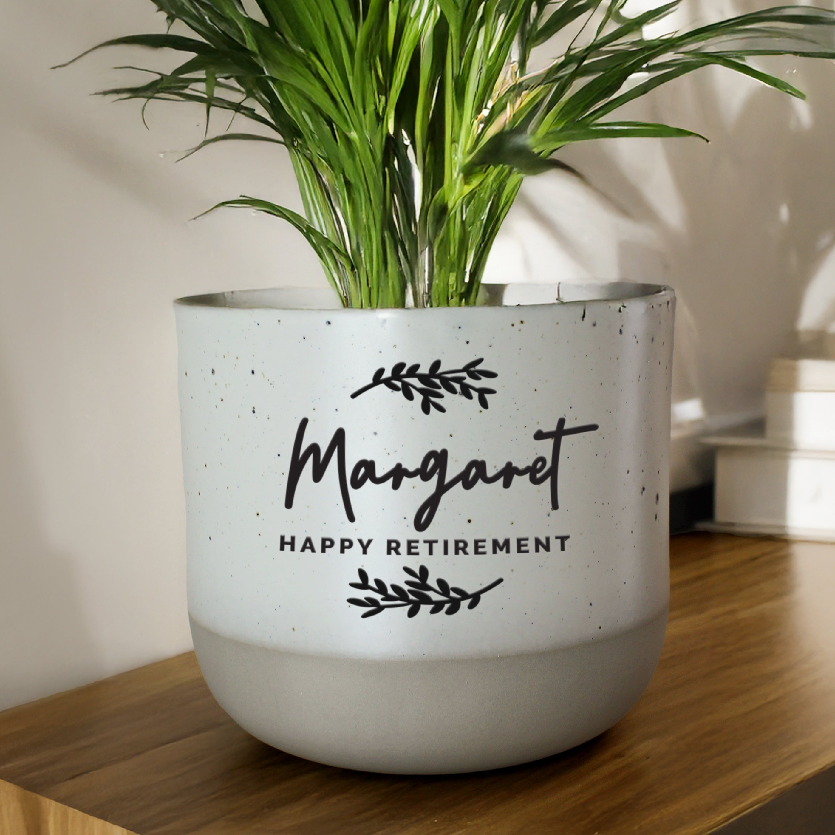 Personalised Botanical Flecked Plant Pot