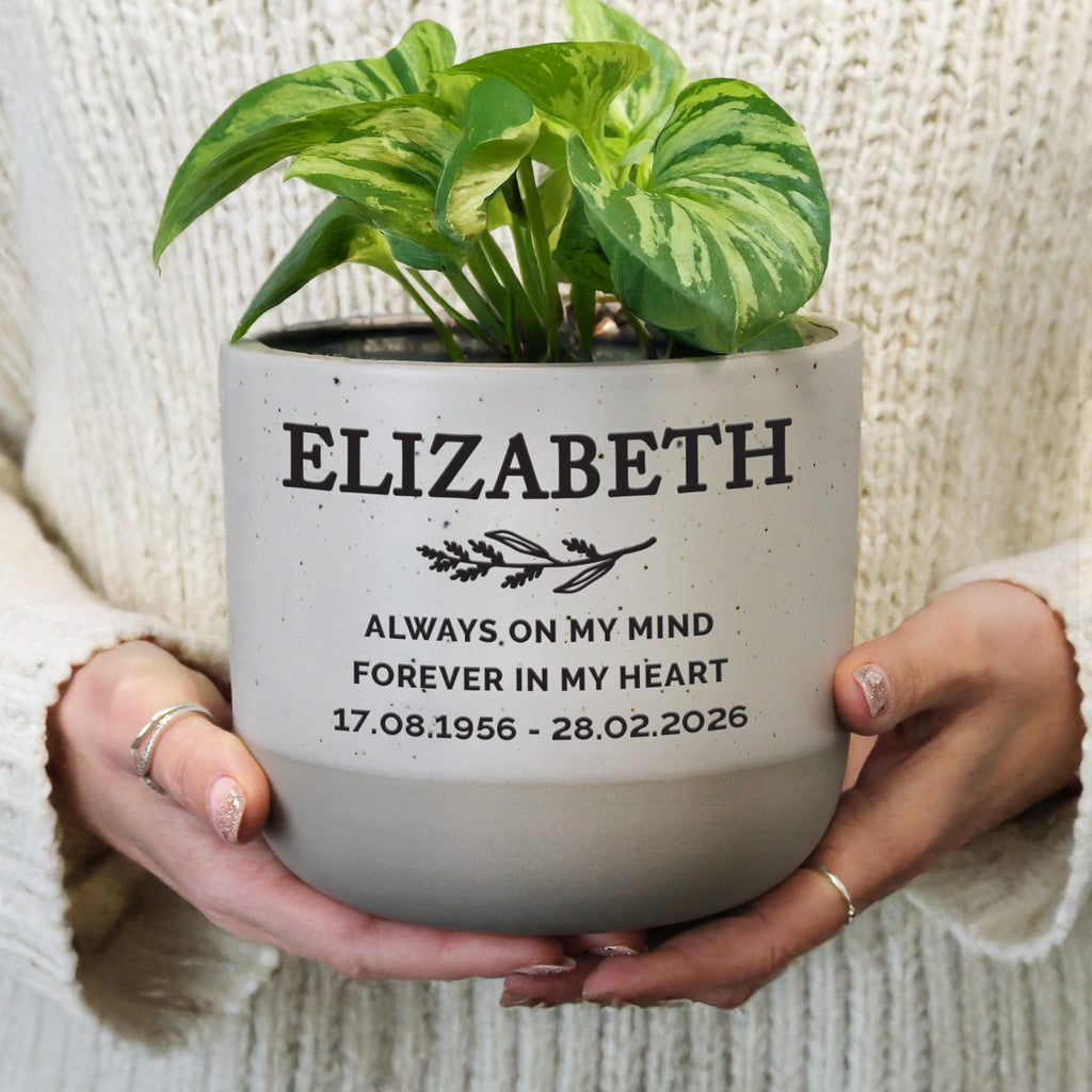 Personalised Memorial Flecked Plant Pot