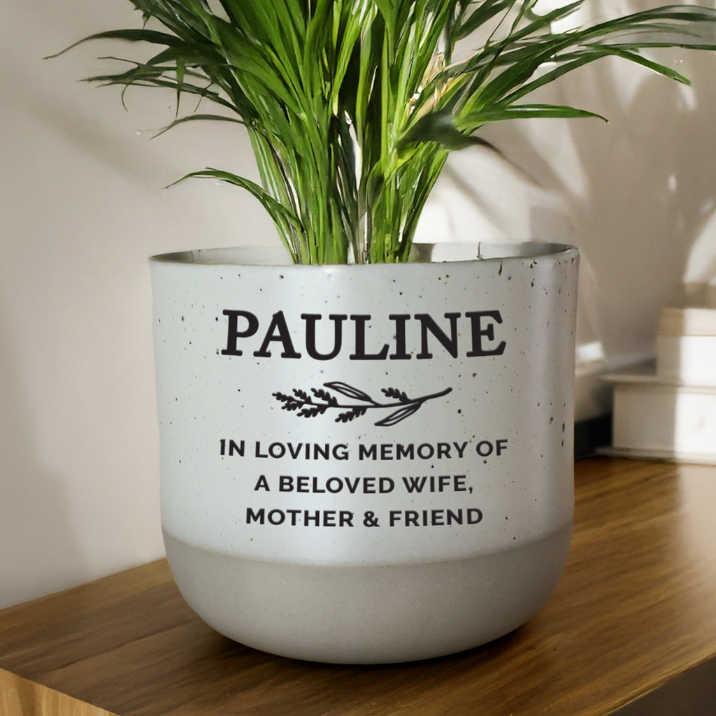 Personalised Memorial Flecked Plant Pot