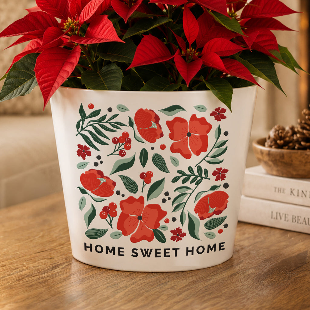 Personalised Poinsettia Large Plant Pot