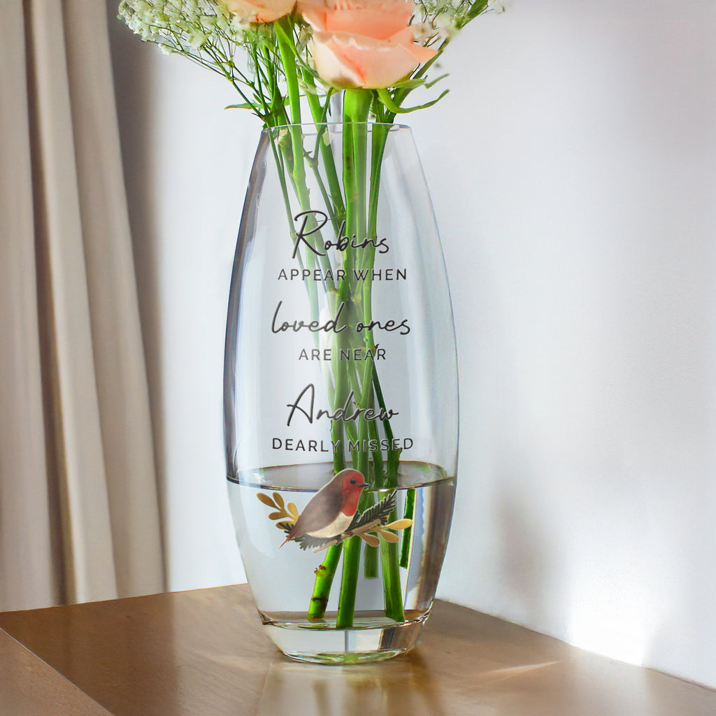 Personalised Robins Appear Bullet Vase