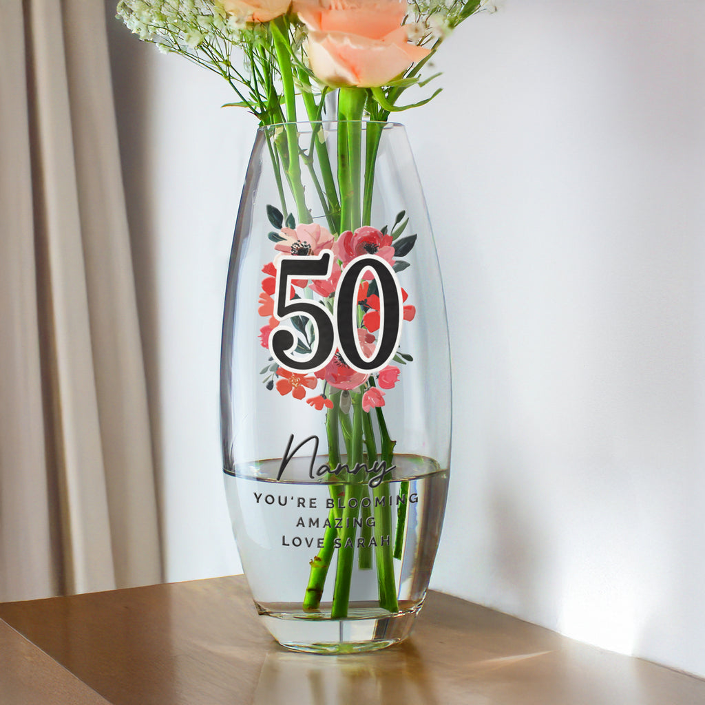 Personalised Floral Big Age Bullet Vase