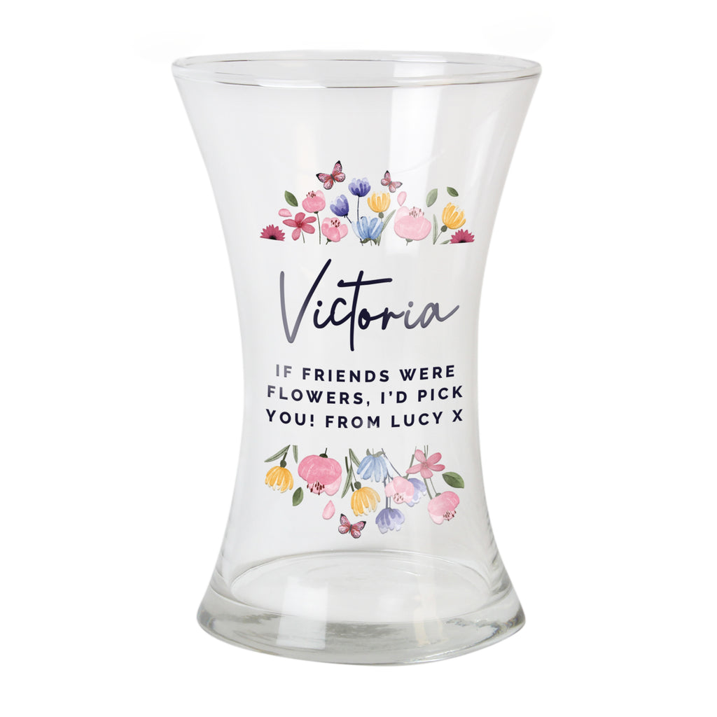 Personalised Bright Floral Waisted Vase