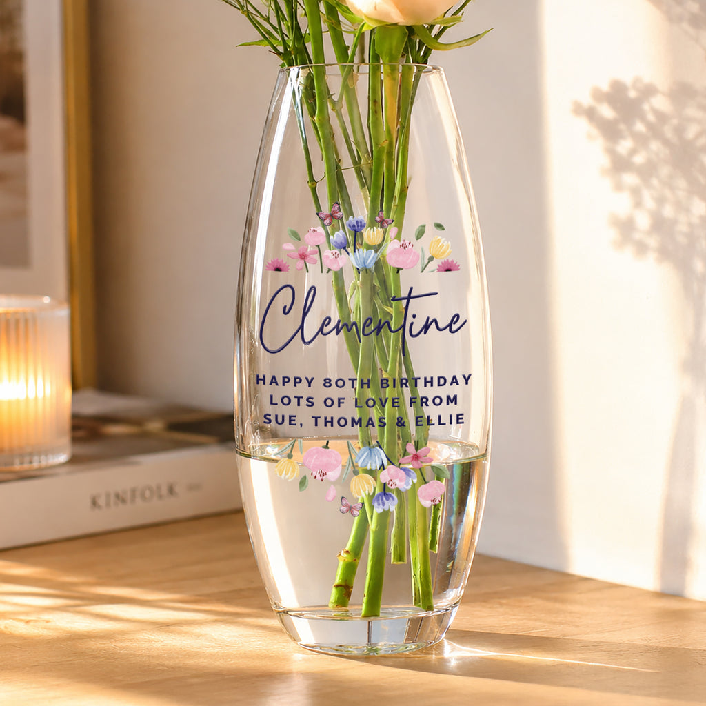 Personalised Bright Floral Bullet Vase