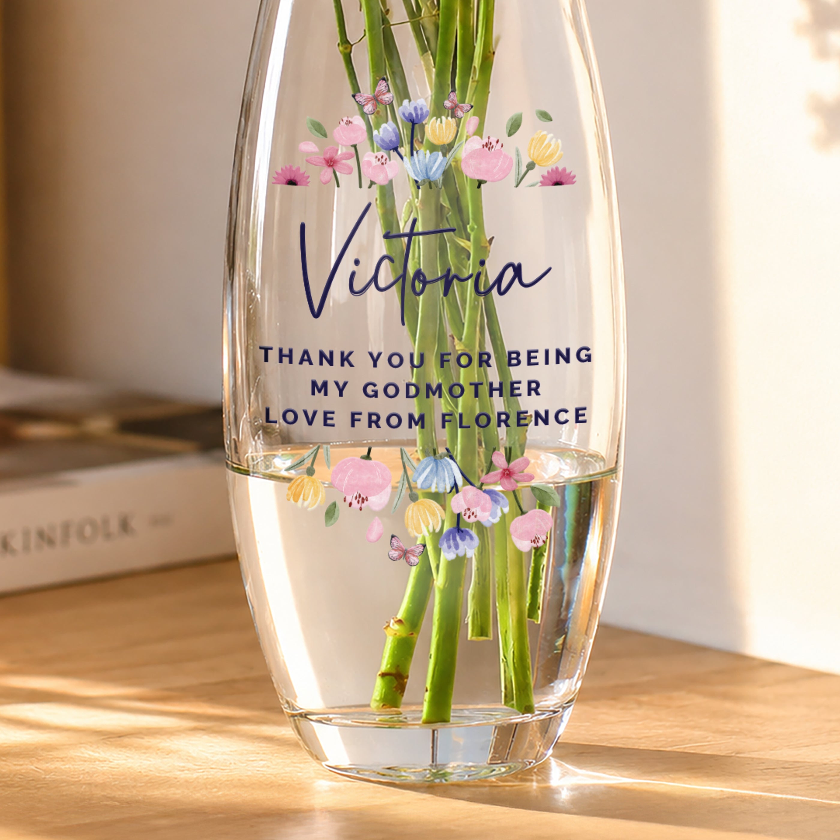 Personalised Bright Floral Bullet Vase