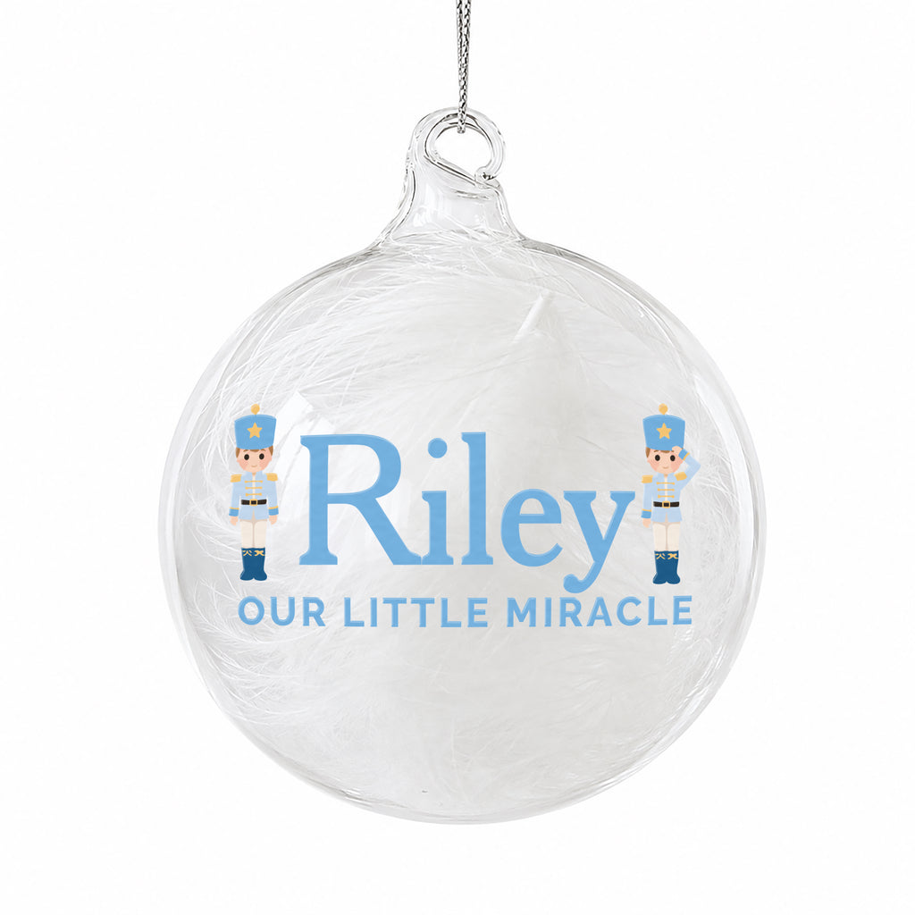 Personalised Nutcracker Characters White Feather Bauble
