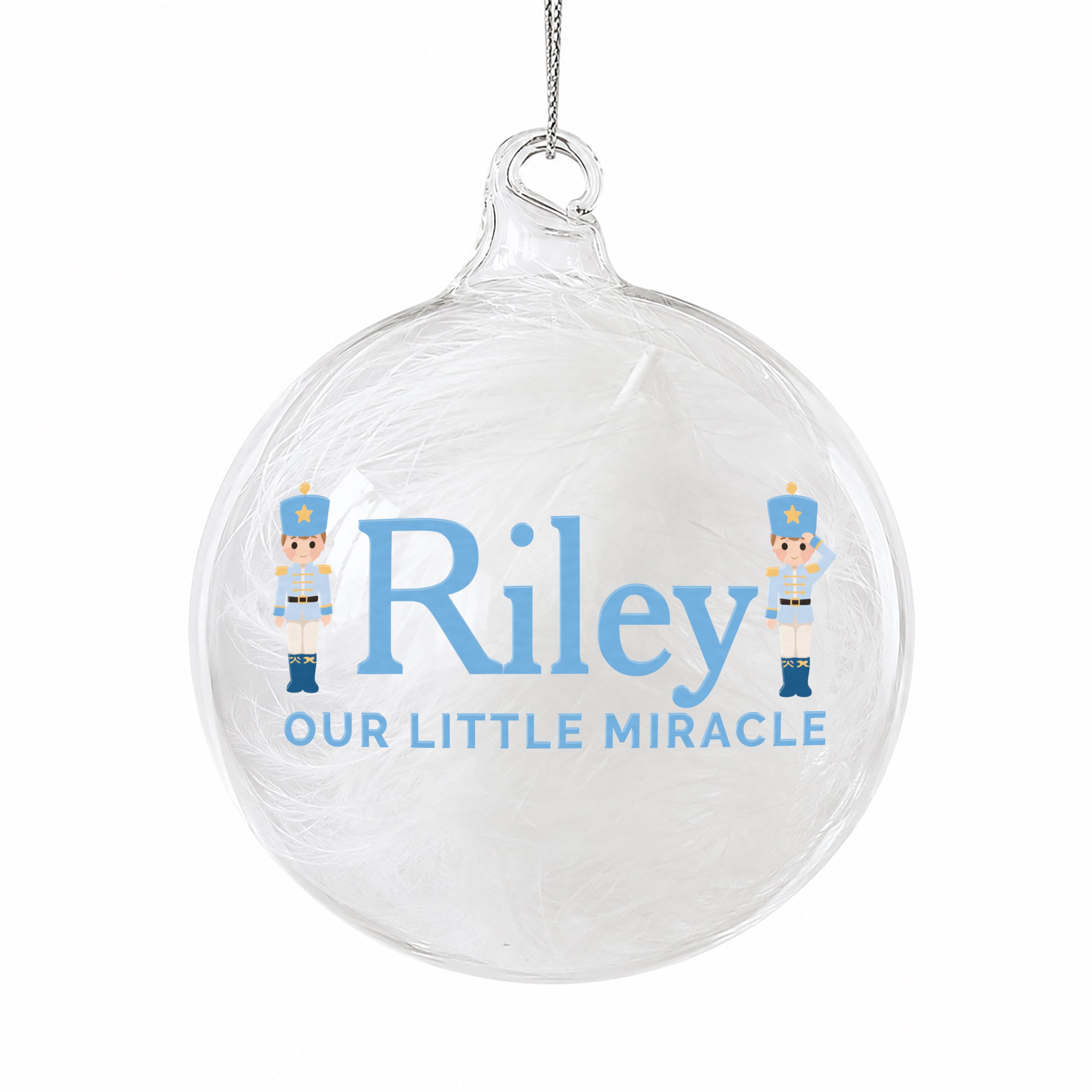 Personalised Nutcracker Characters White Feather Bauble