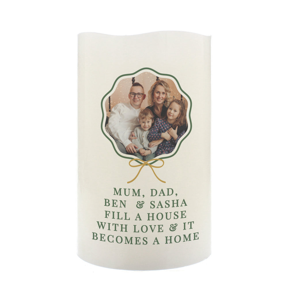 Personalised Scallop Bow Photo Upload LED Candle