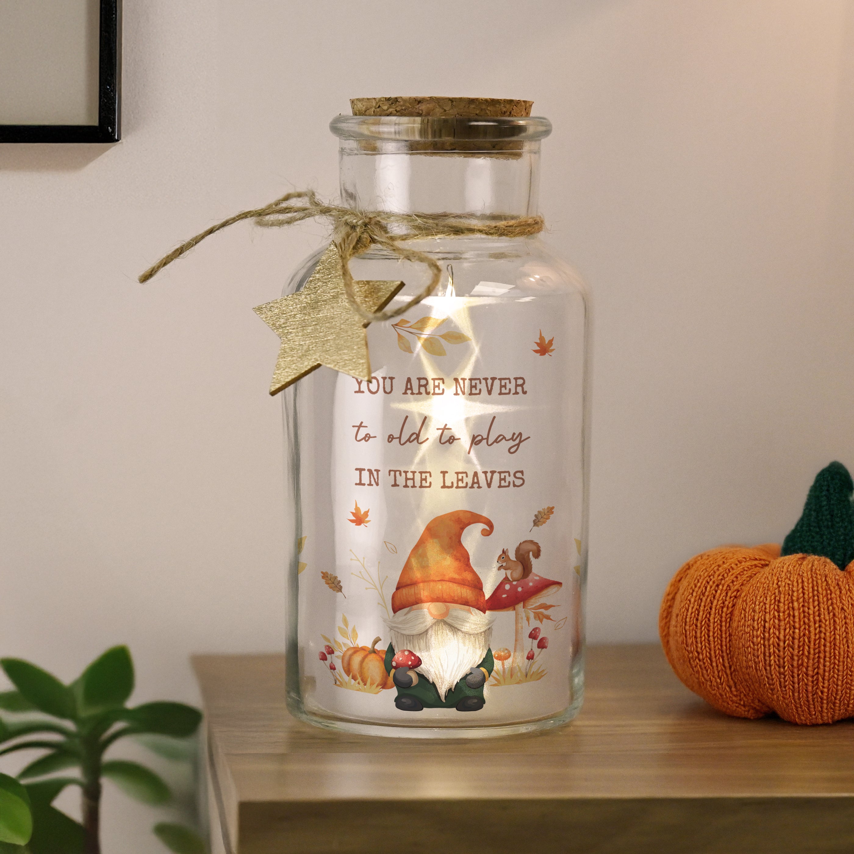 Personalised Autumn Gonk LED Light Up Jar