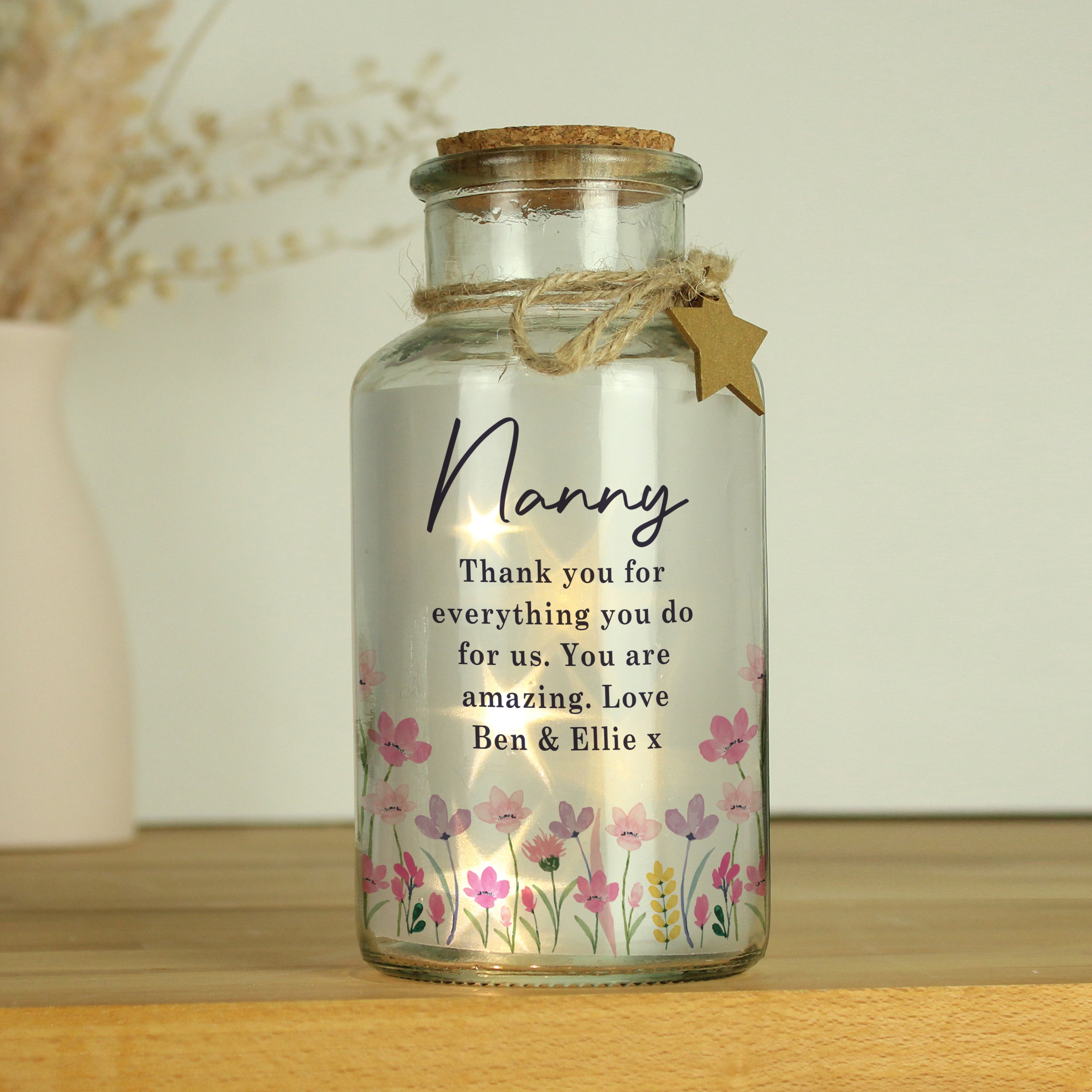 Personalised Floral LED Light Up Jar