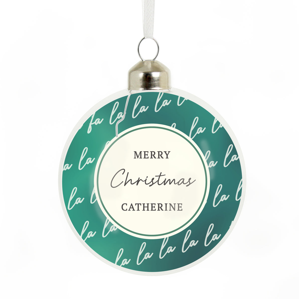 Personalised Fa La La Glass Bauble