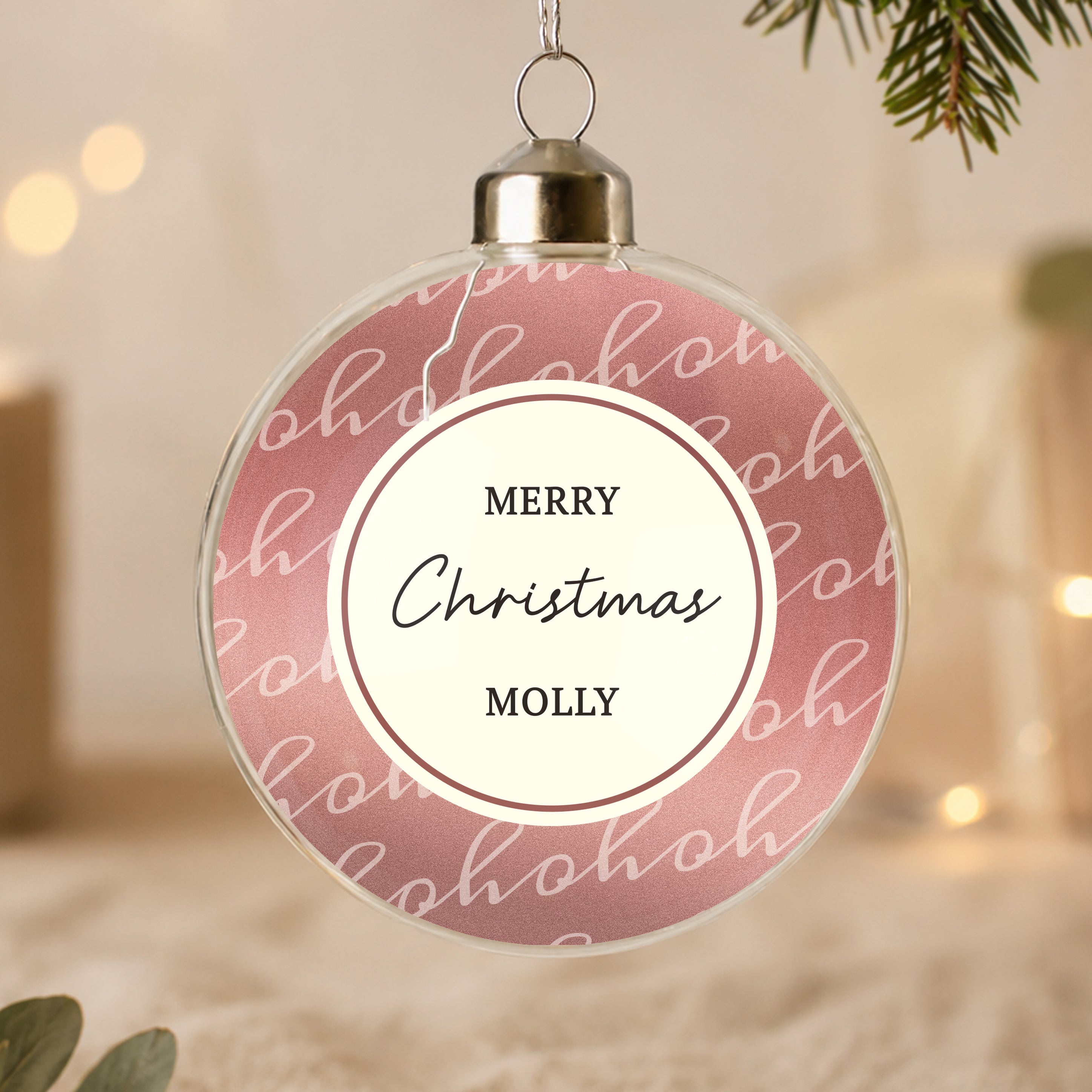 Personalised Ho Ho Ho Glass Bauble