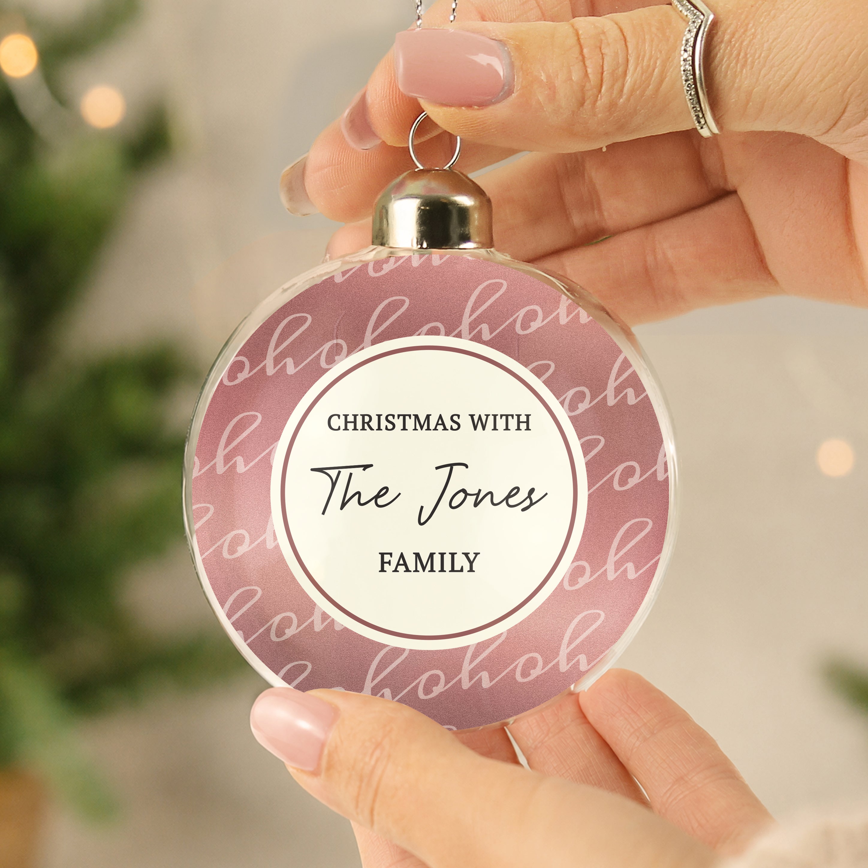 Personalised Ho Ho Ho Glass Bauble