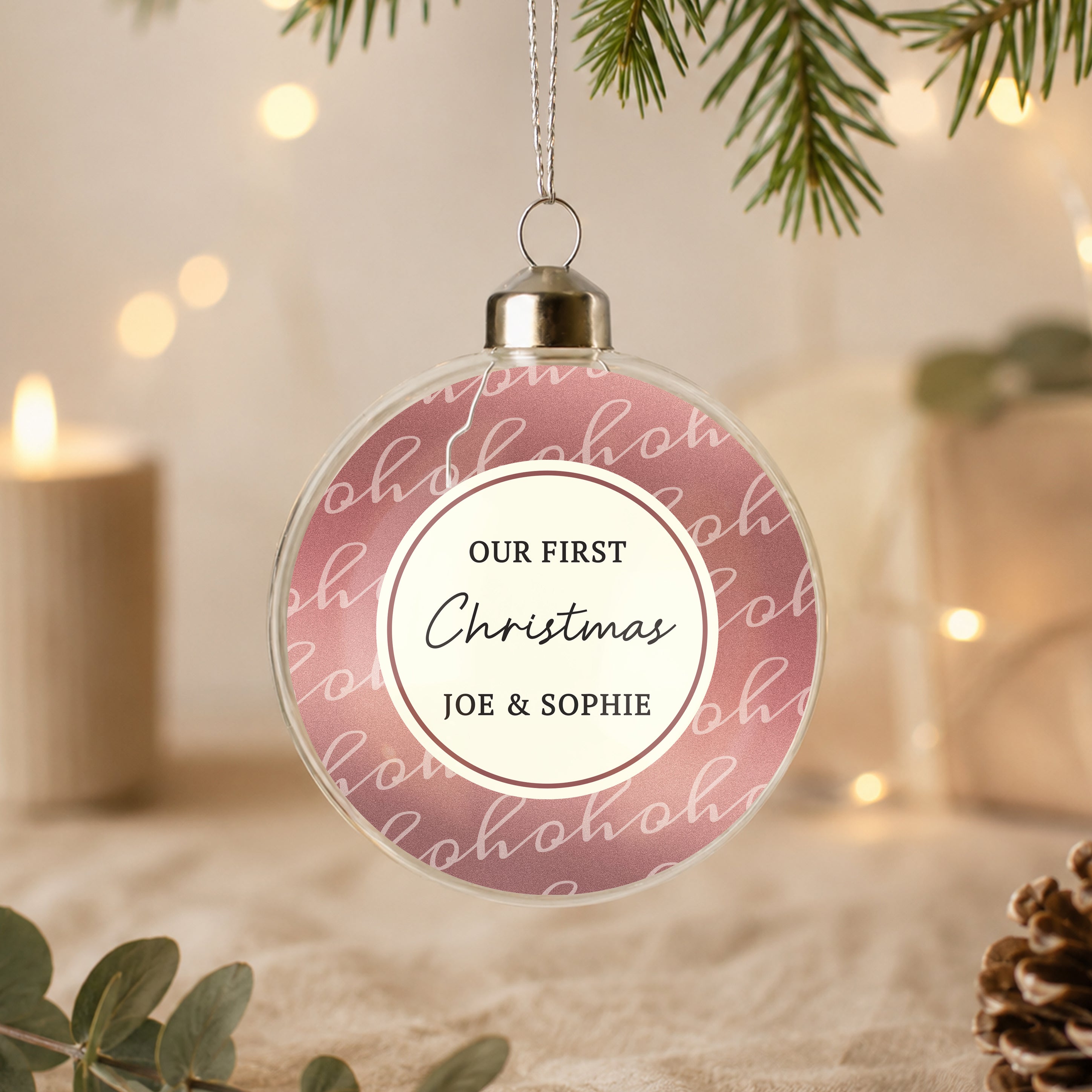 Personalised Ho Ho Ho Glass Bauble